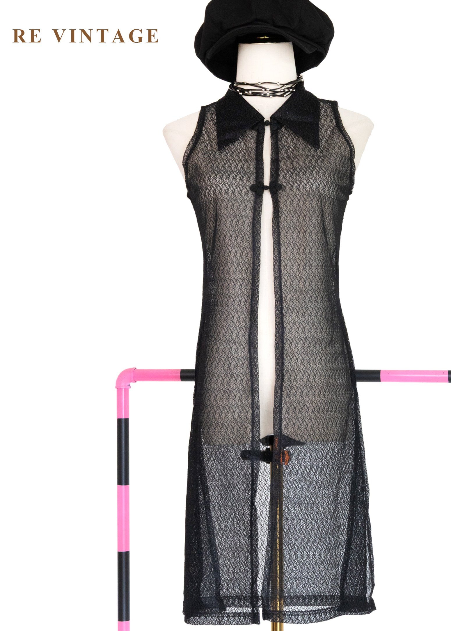 半透夢境中國釦蕾絲洋裝/罩衫