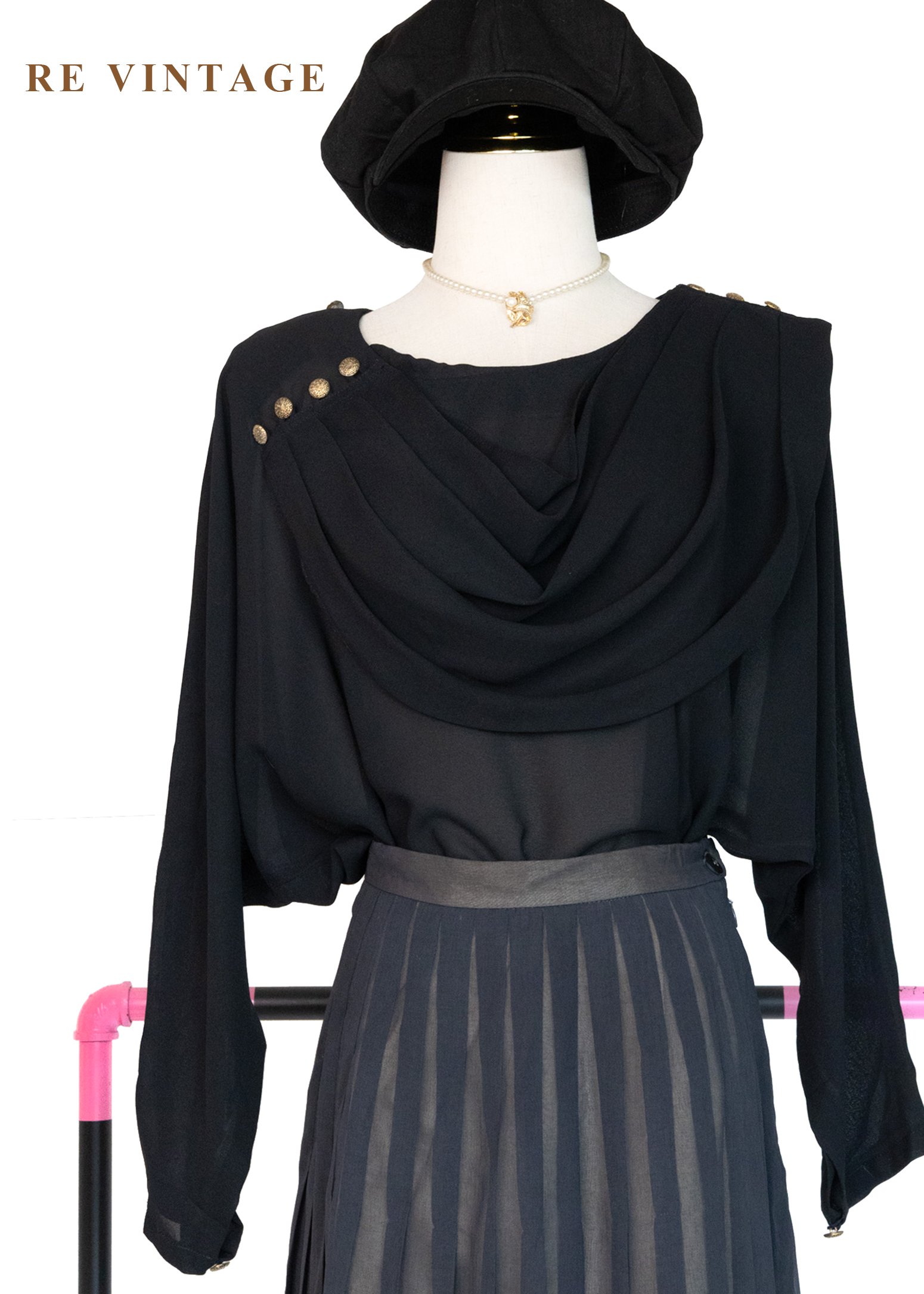 流動微光 - 金釦垂墜感雪紡上衣