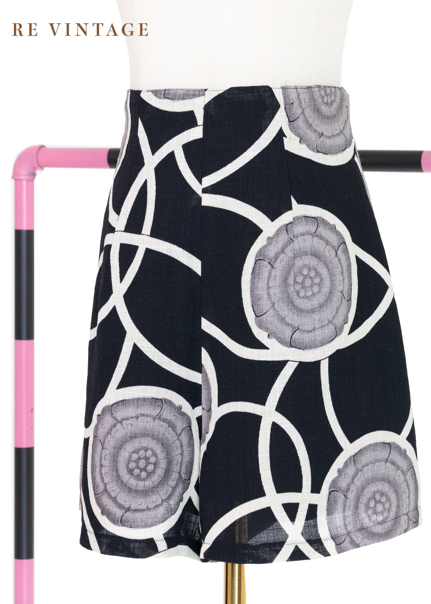 芋頭色樹紋麻料高腰短褲（26"）