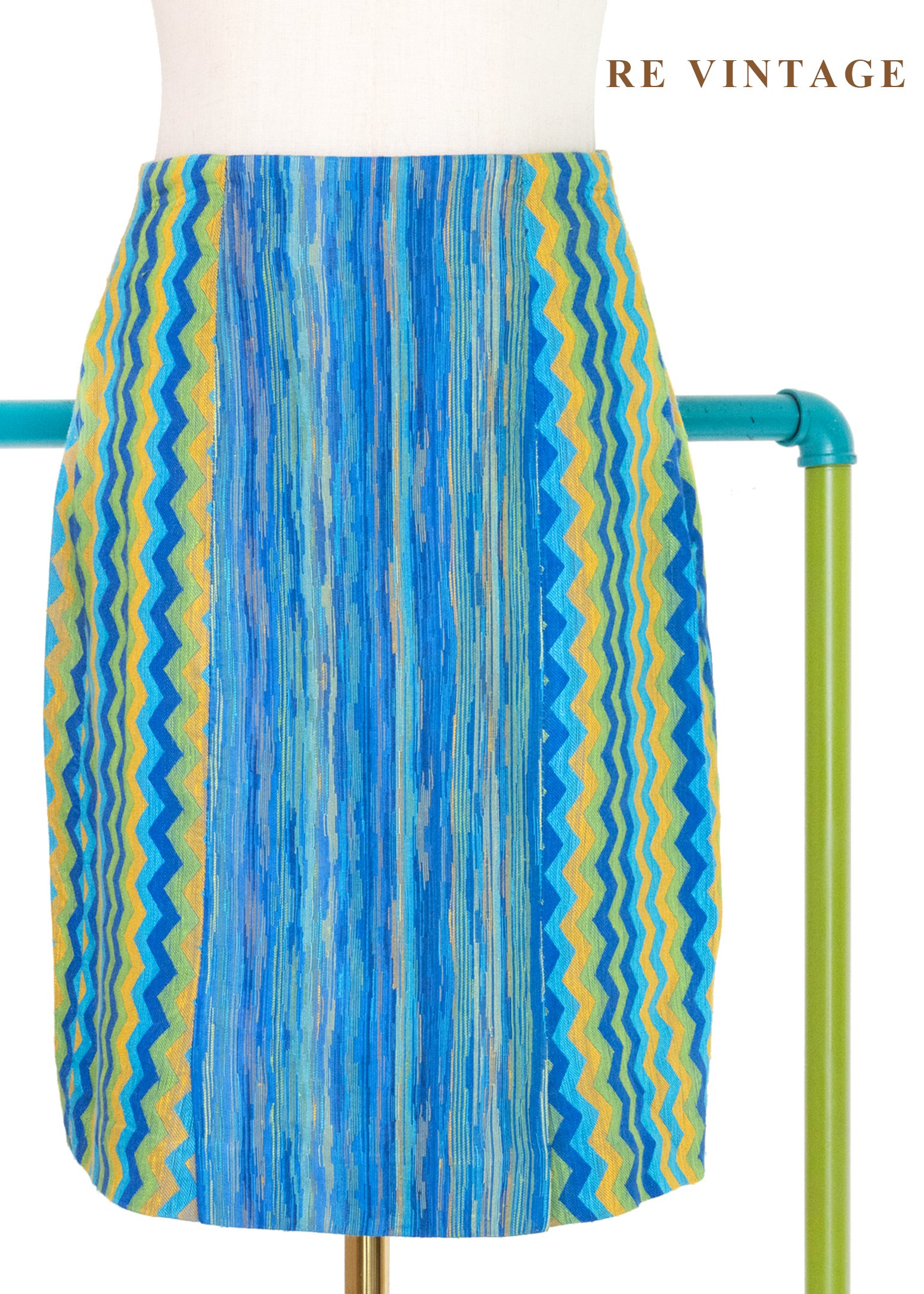 套裝裙子 - 藍調信號像素浪潮短裙（23"）