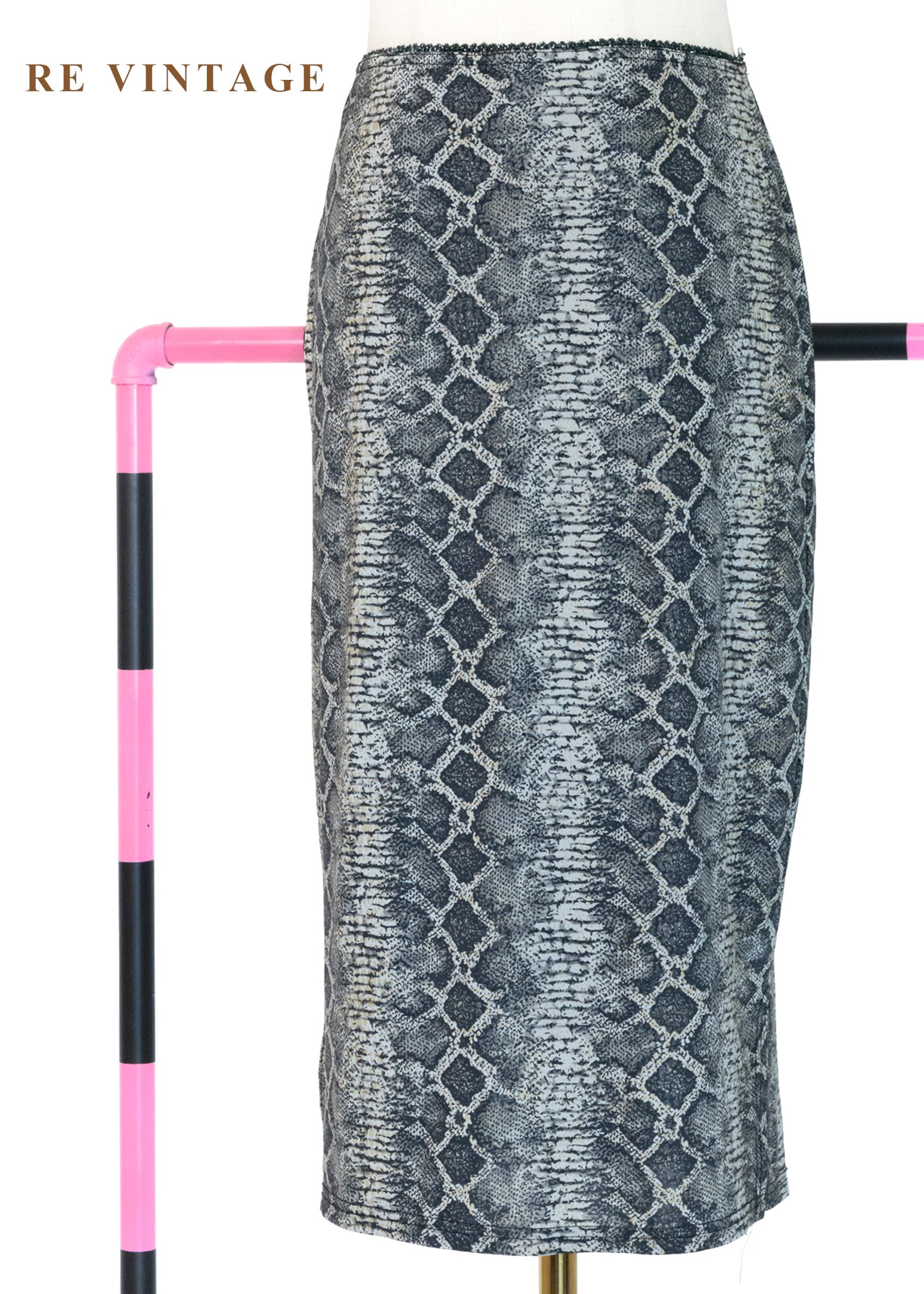 套裝裙子 - 冷灰調蛇紋野性及膝裙（24-29"）