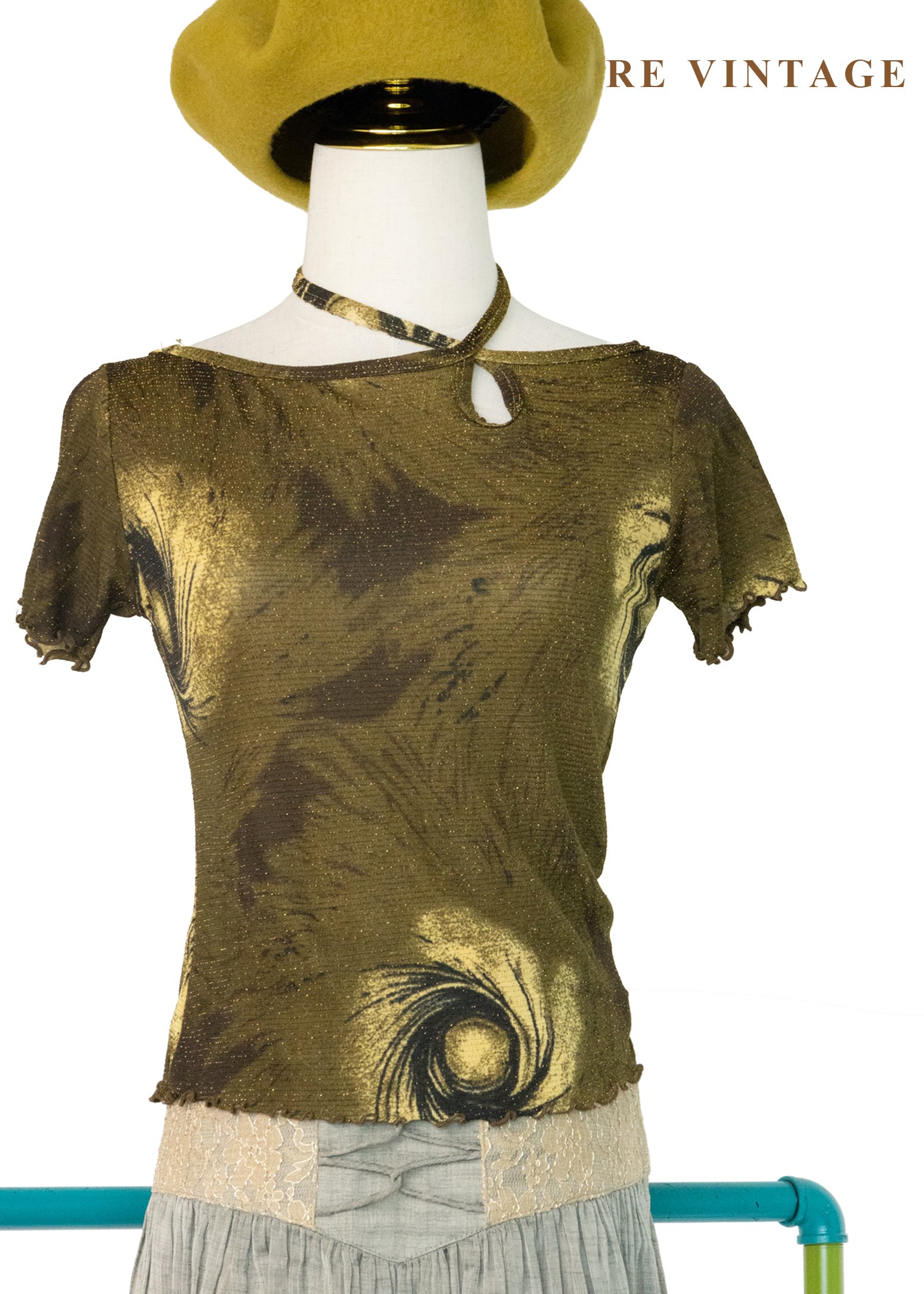 綠金色漩渦繞頸上衣