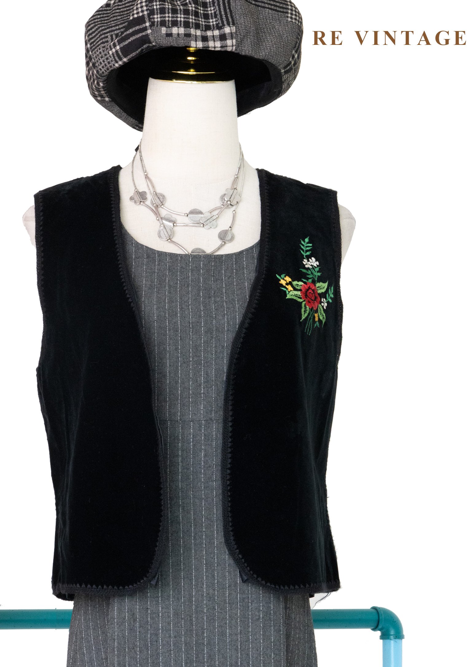 黑暗系牧羊女孩花朵刺繡背心