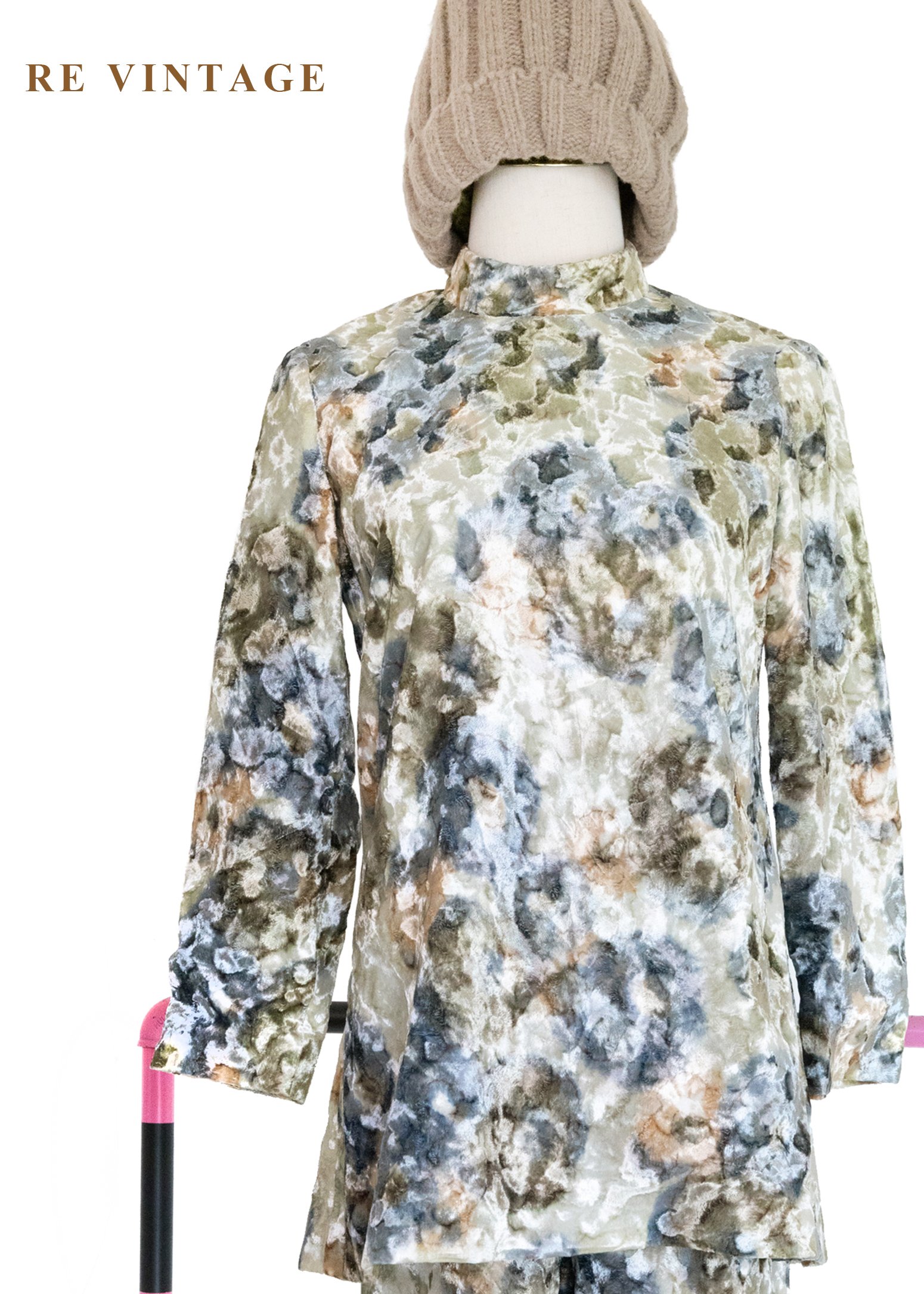 套裝上衣 - 礦石橫切面燒絨絨布上衣