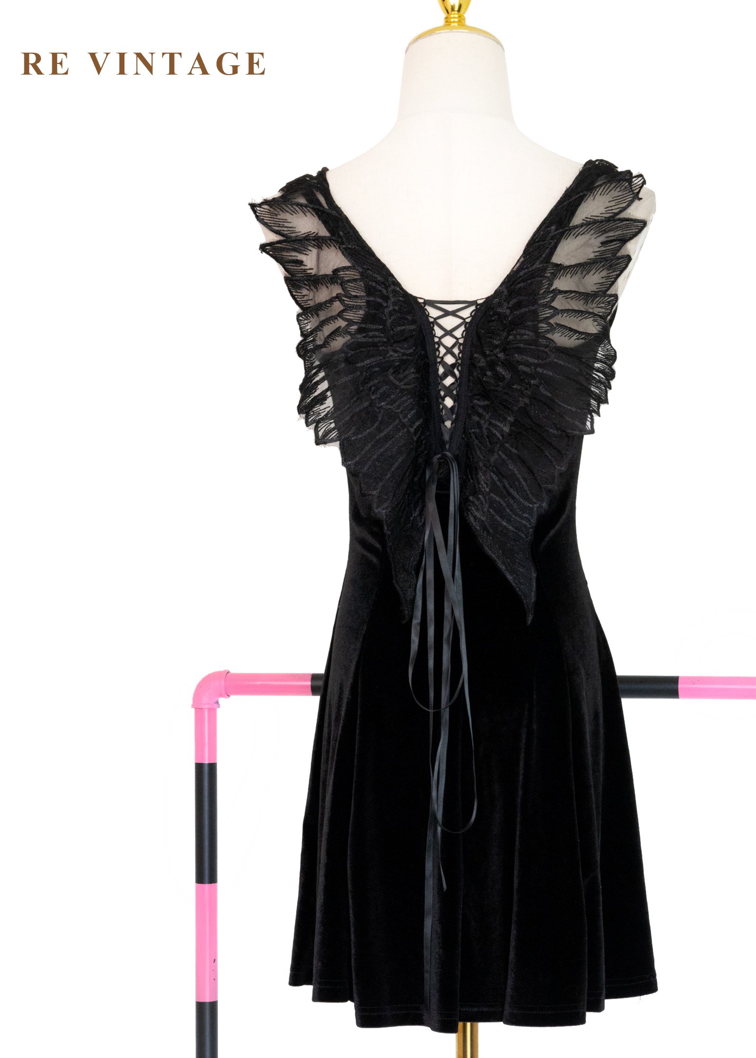 夜翼危險天使絨布洋裝