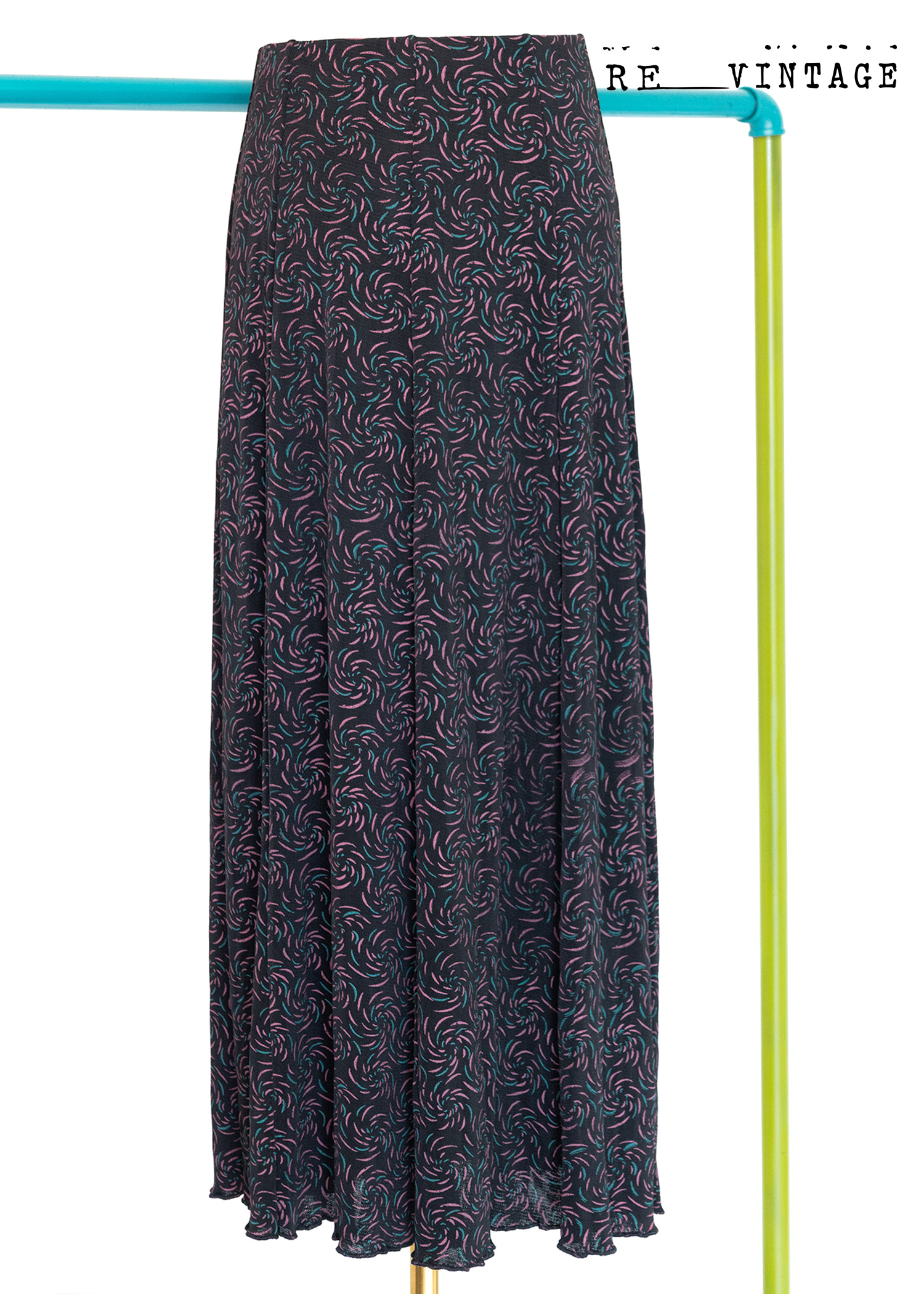 粉紅煙火綻放彈性長裙