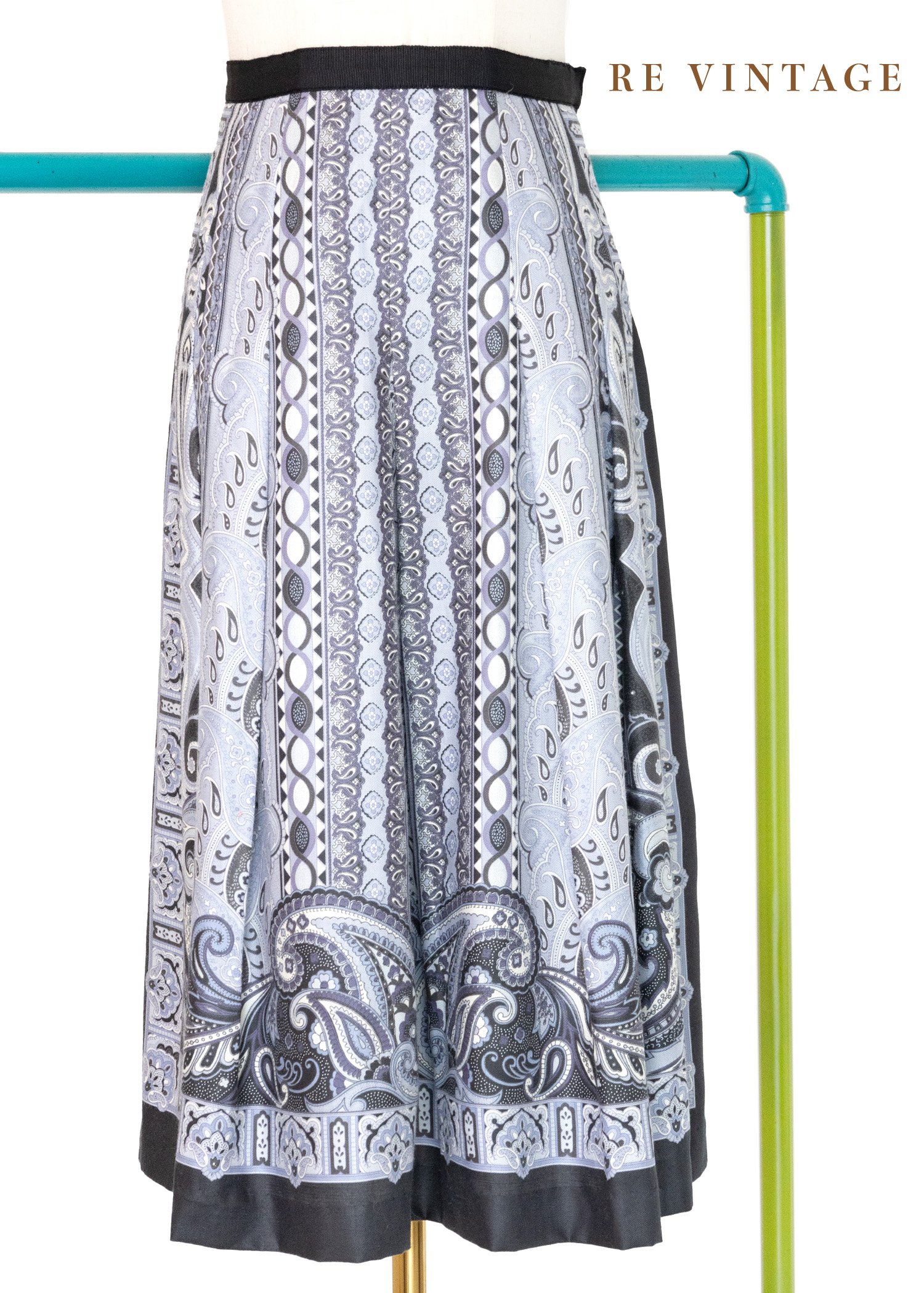 Scarf Print 漂亮的淺淺藍印花中長裙（27"）