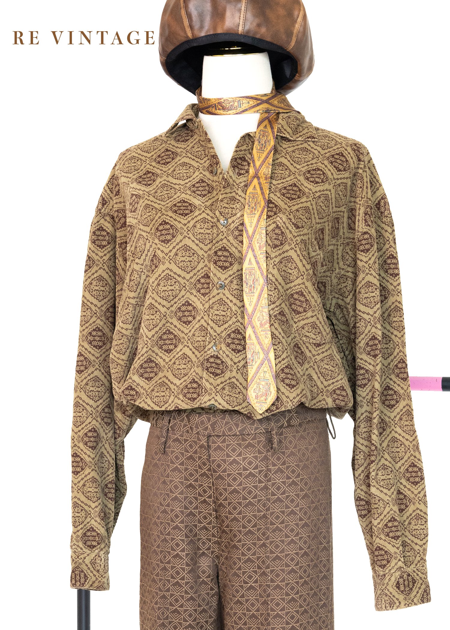 Dried Herb 菱格紋燈芯絨襯衫