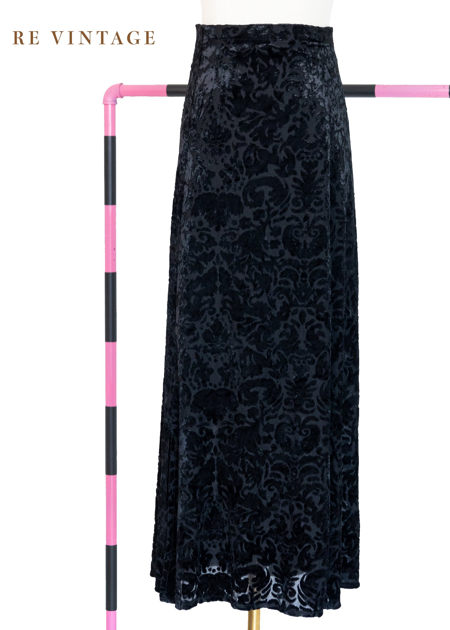 典雅の圖騰燒絨絨布長裙（26-28"）