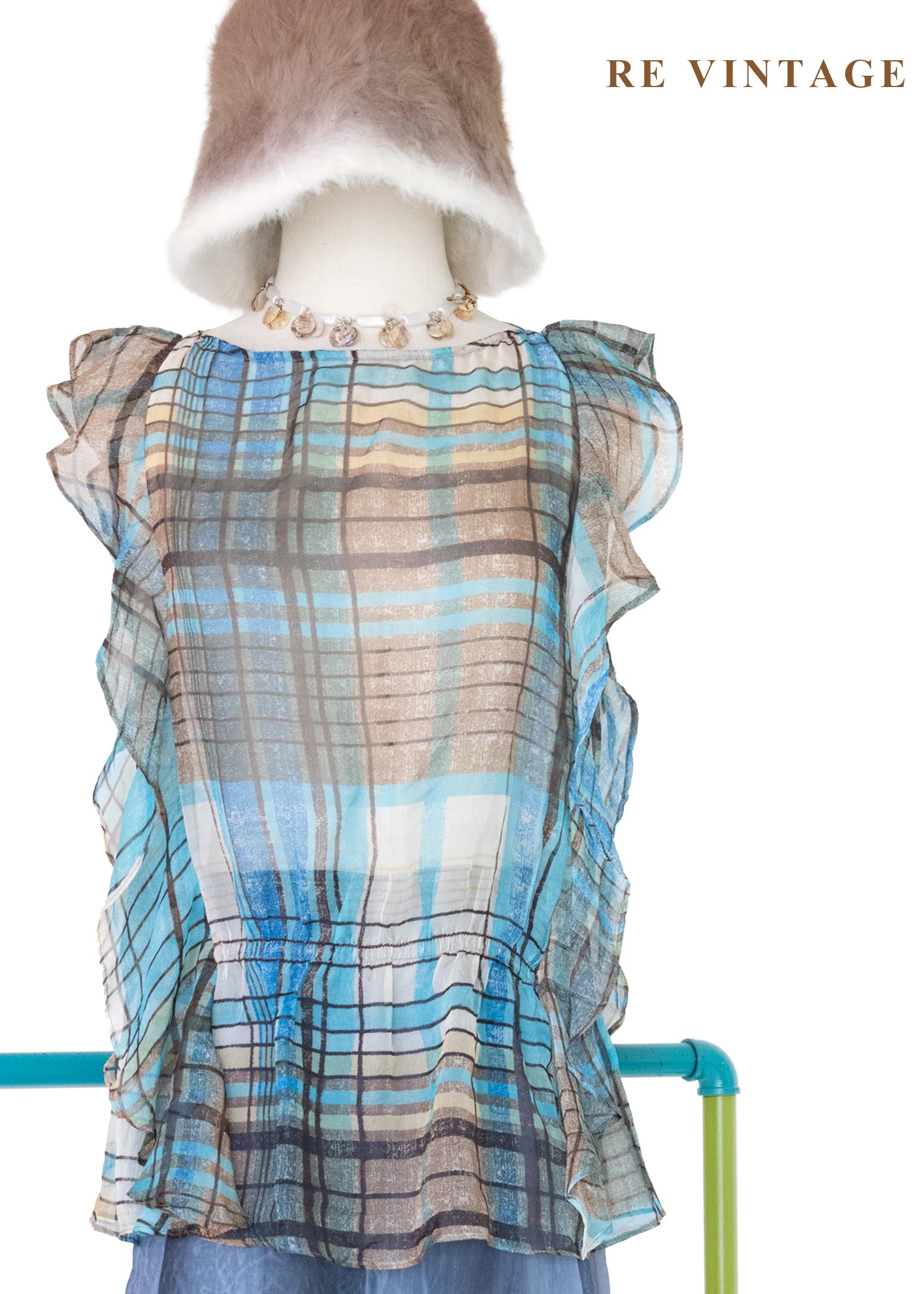 光影波浪荷葉透明系背心