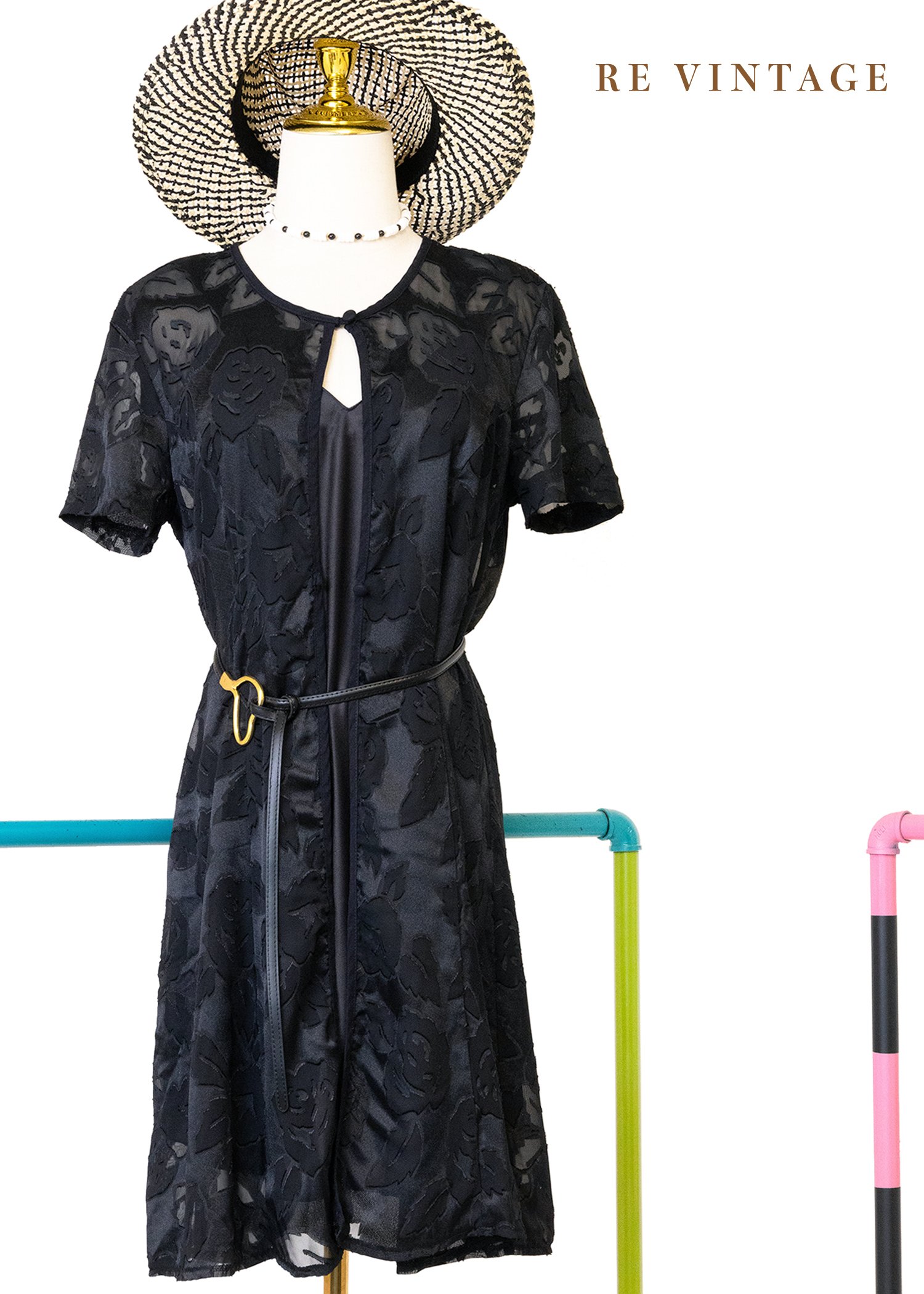 美國製 - 夜色盛開花園照山洋裝