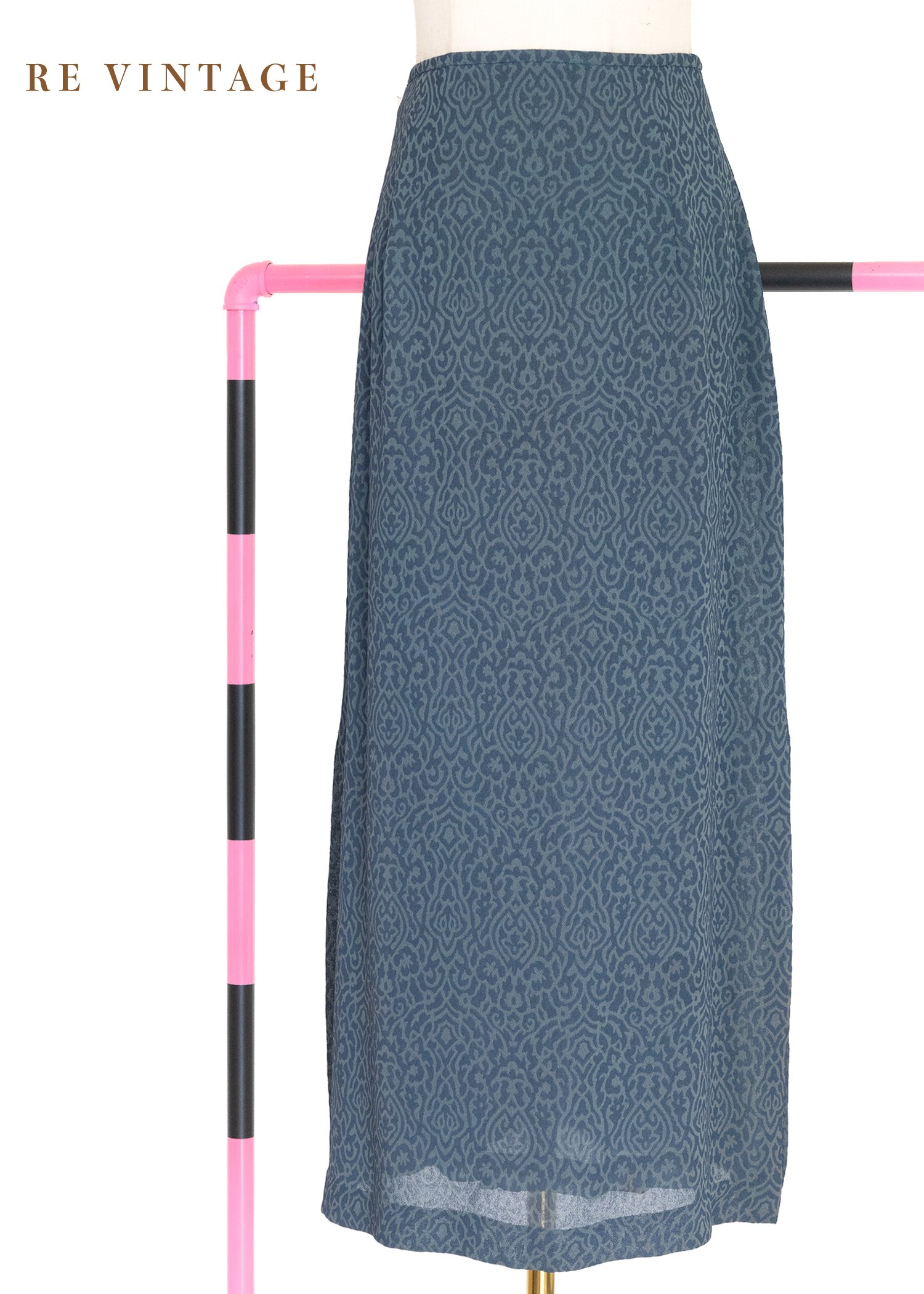 高貴圖騰藍綠色長裙（25"）