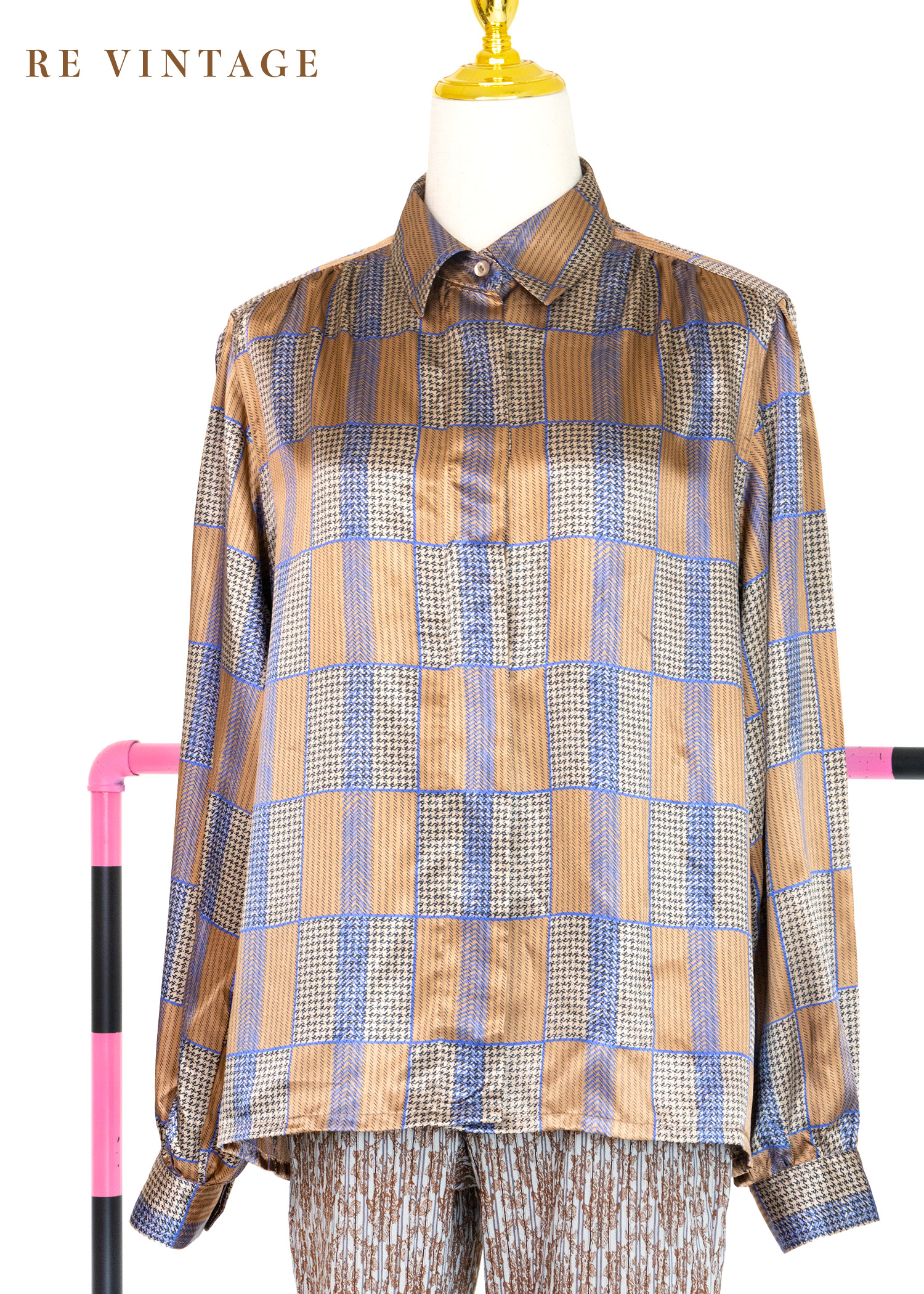 『紐約寶物』New York 摩登女子緞面格紋襯衫