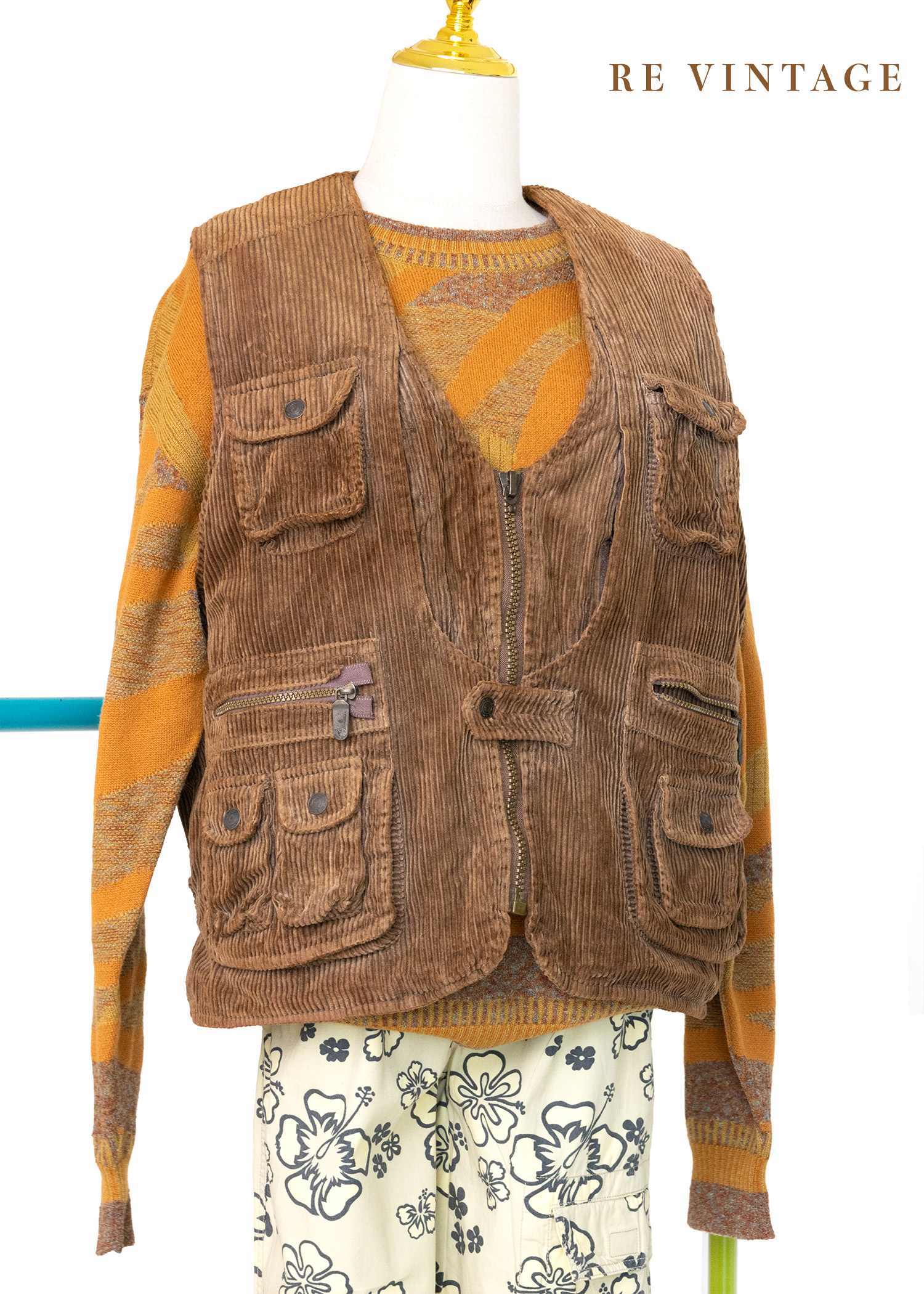 巧克力色燈芯絨帥氣背心