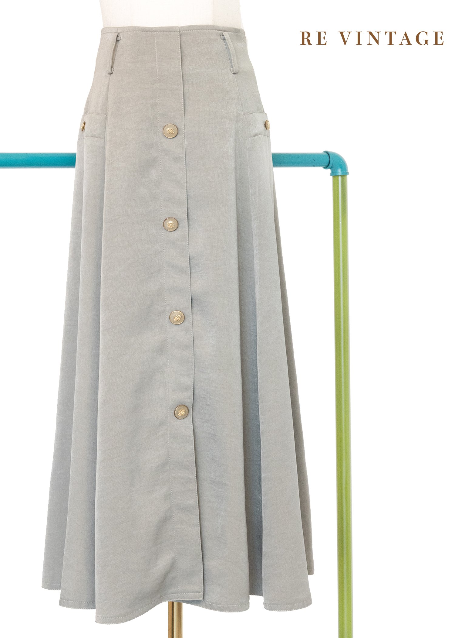 質感單品 - 日式綠茶色氣質長裙（26"）