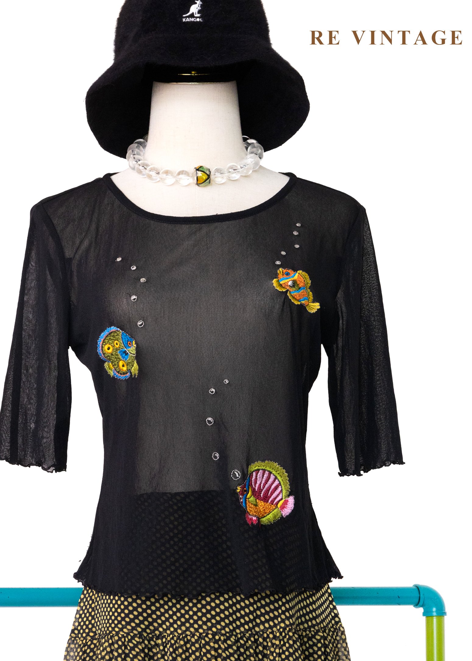 魚兒吐泡泡黑紗上衣