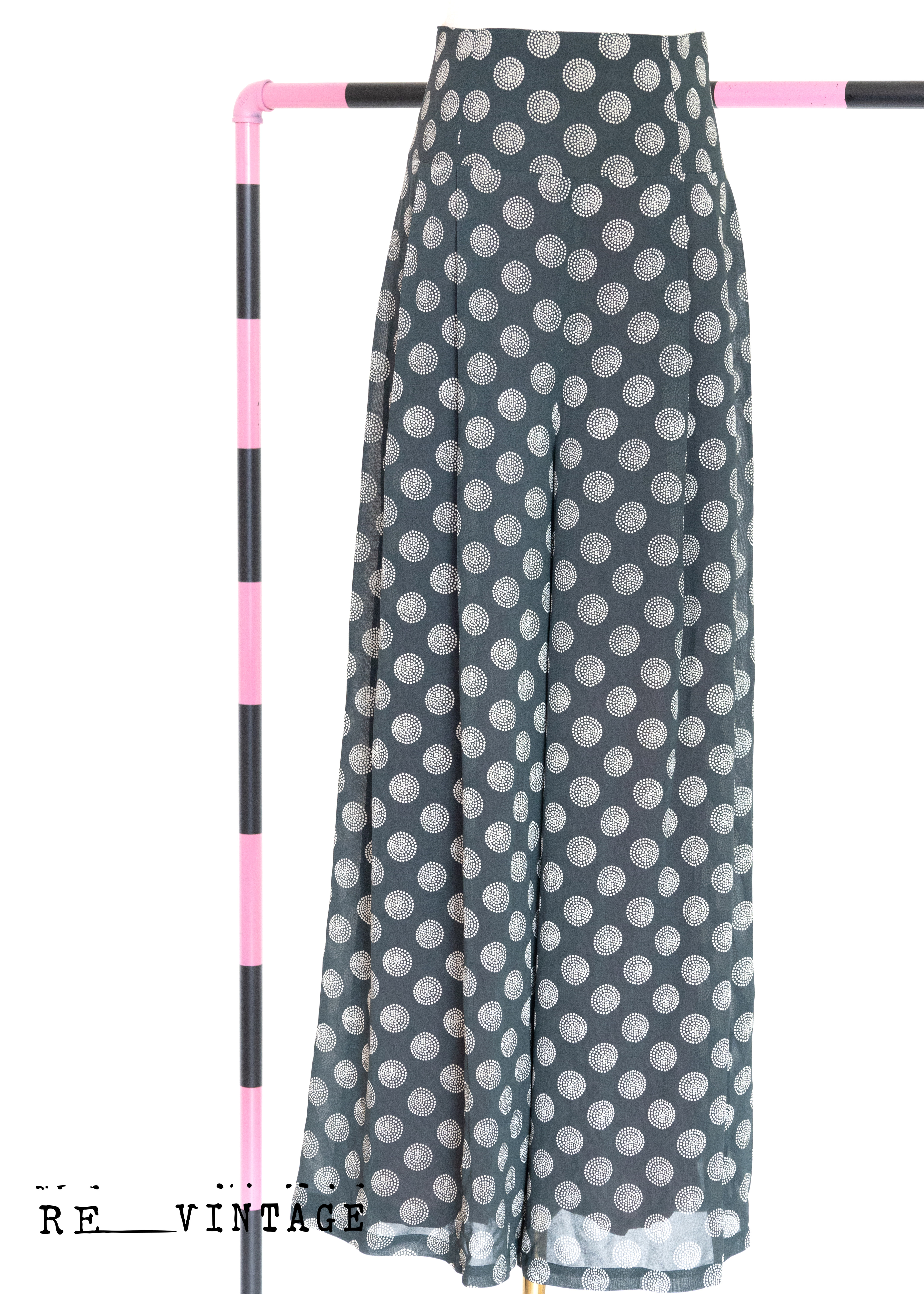 煙火綻放湖水綠高腰大寬版長褲