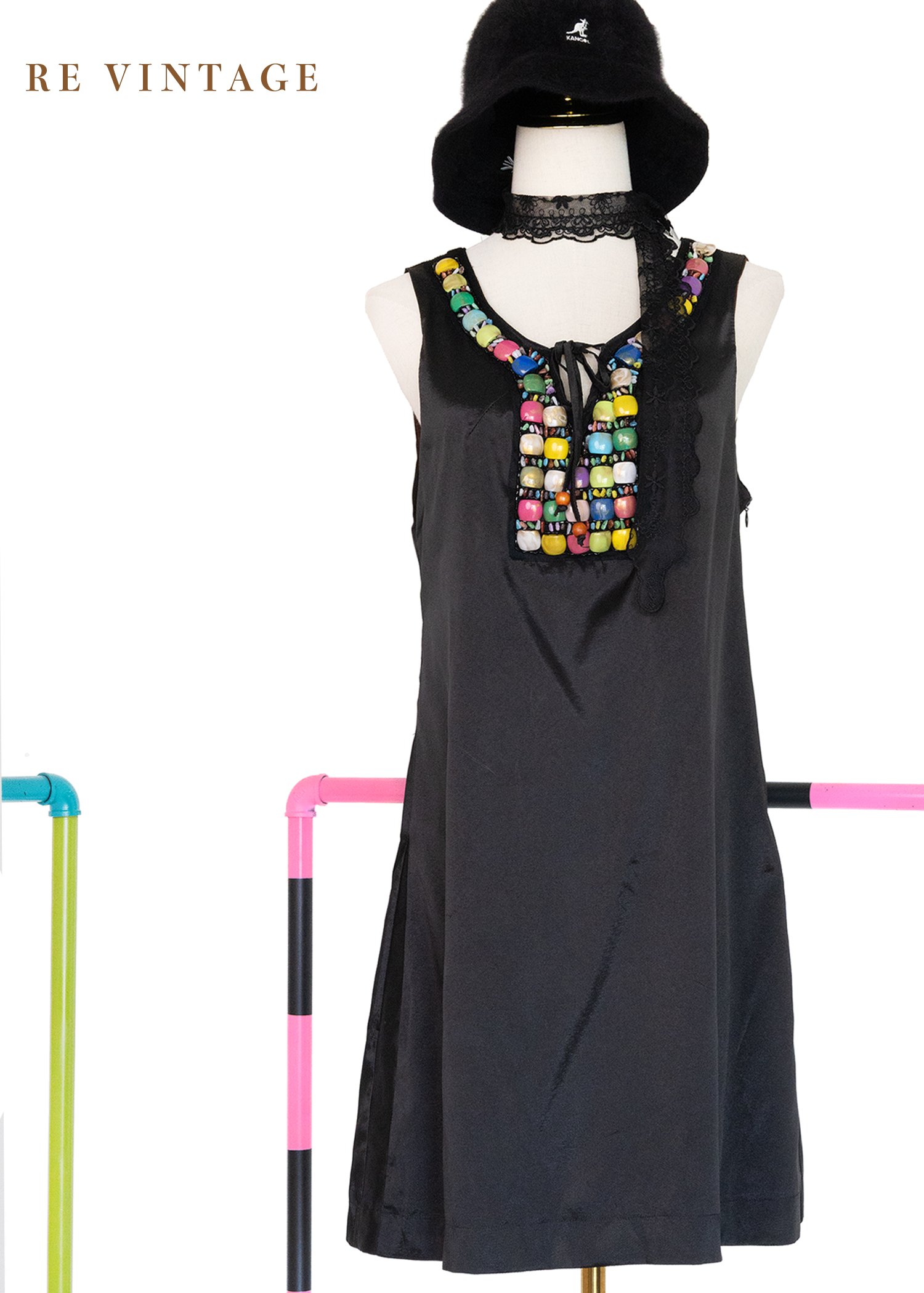 義大利製 - 異國色珠波西米亞迷你洋裝