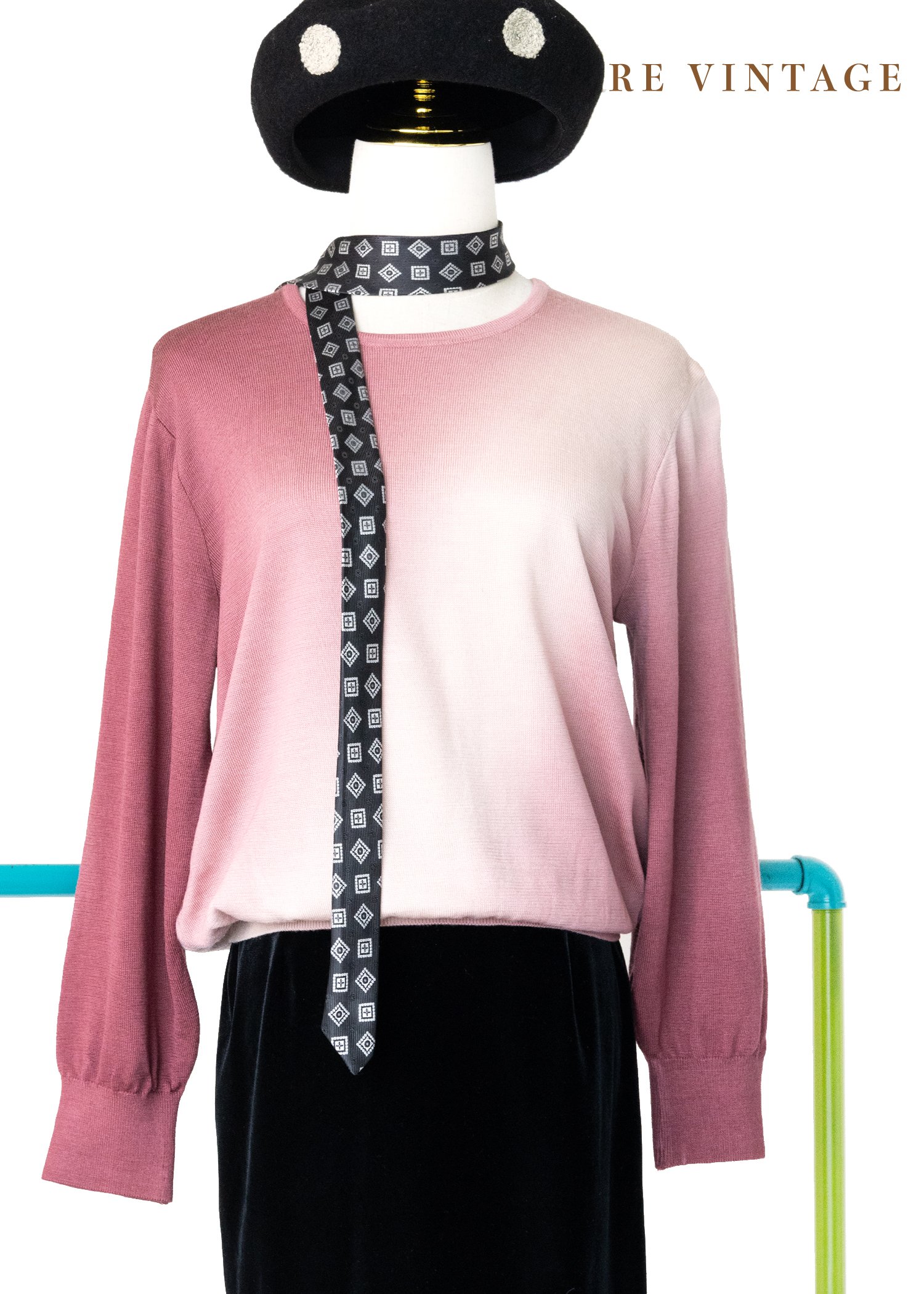 Fuchsia Pink 斜紋漸層薄款針織毛衣