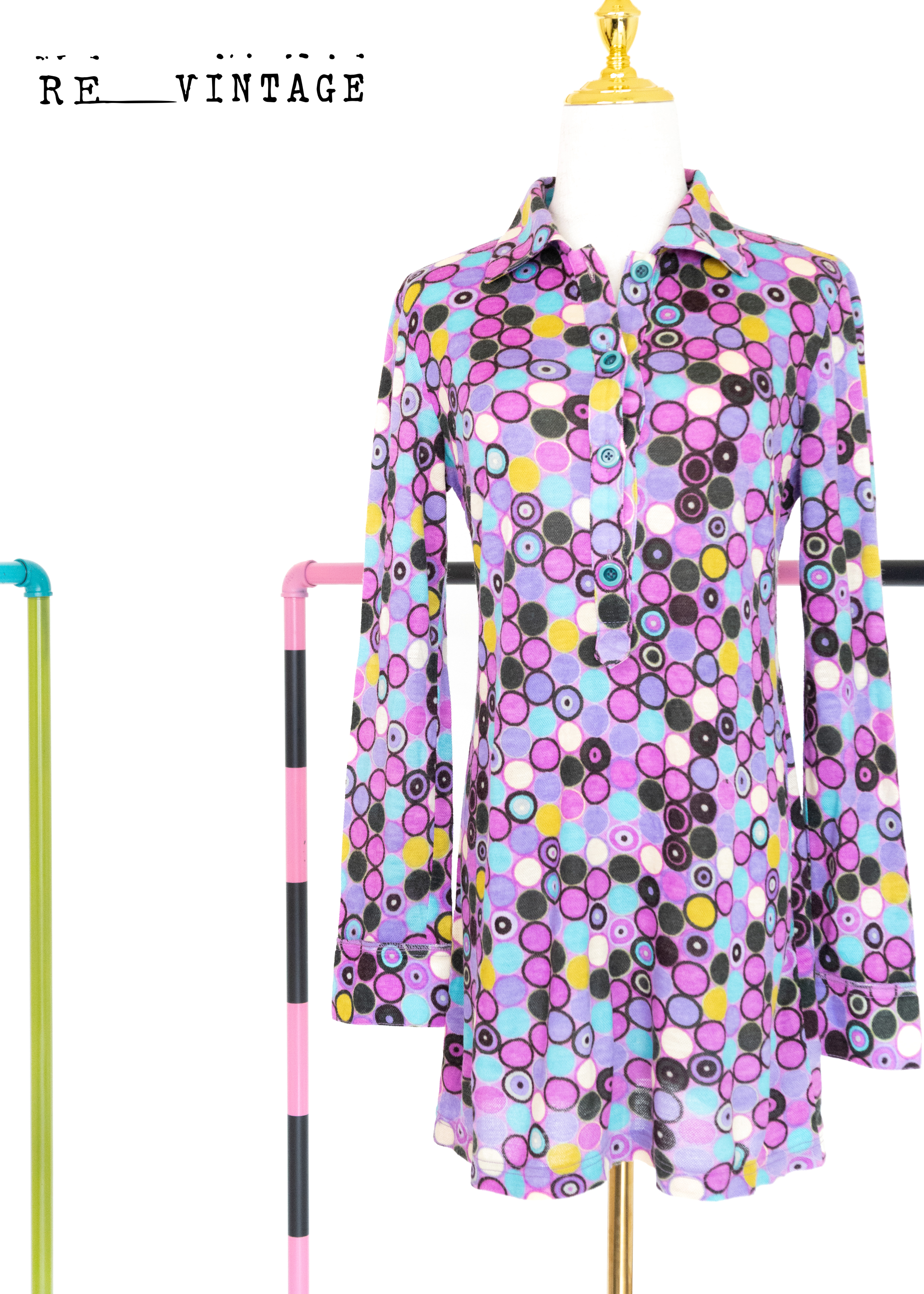 普普圈圈輕薄針織迷你洋裝