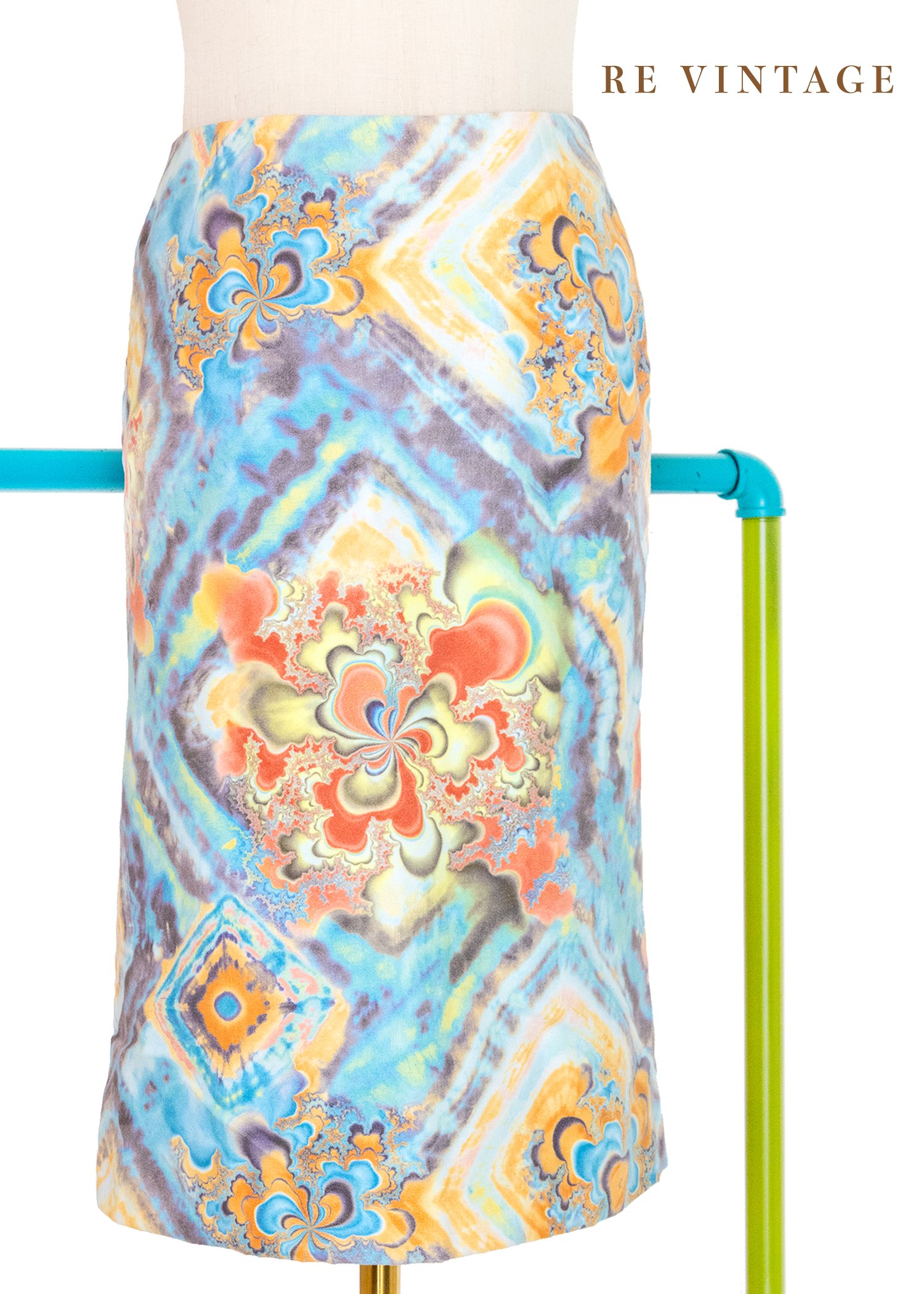 液態宇宙迷幻漩渦及膝裙（25"）