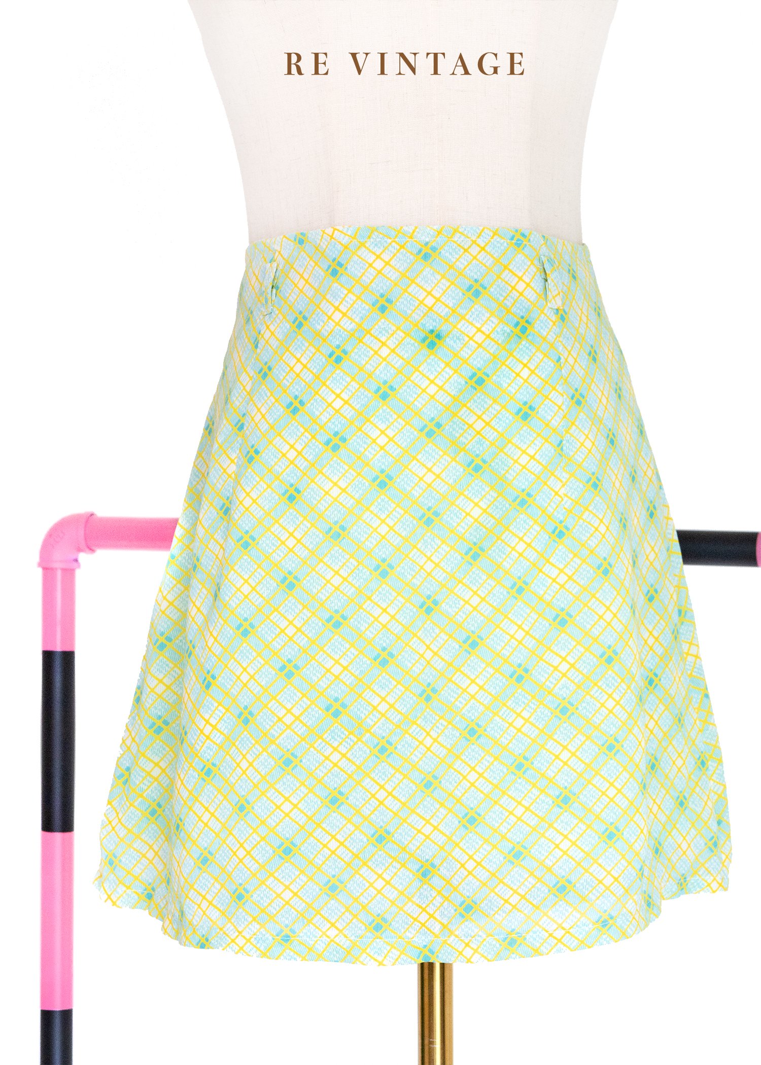 套裝裙子 - 檸檬汽水菱格紋短裙（25"）