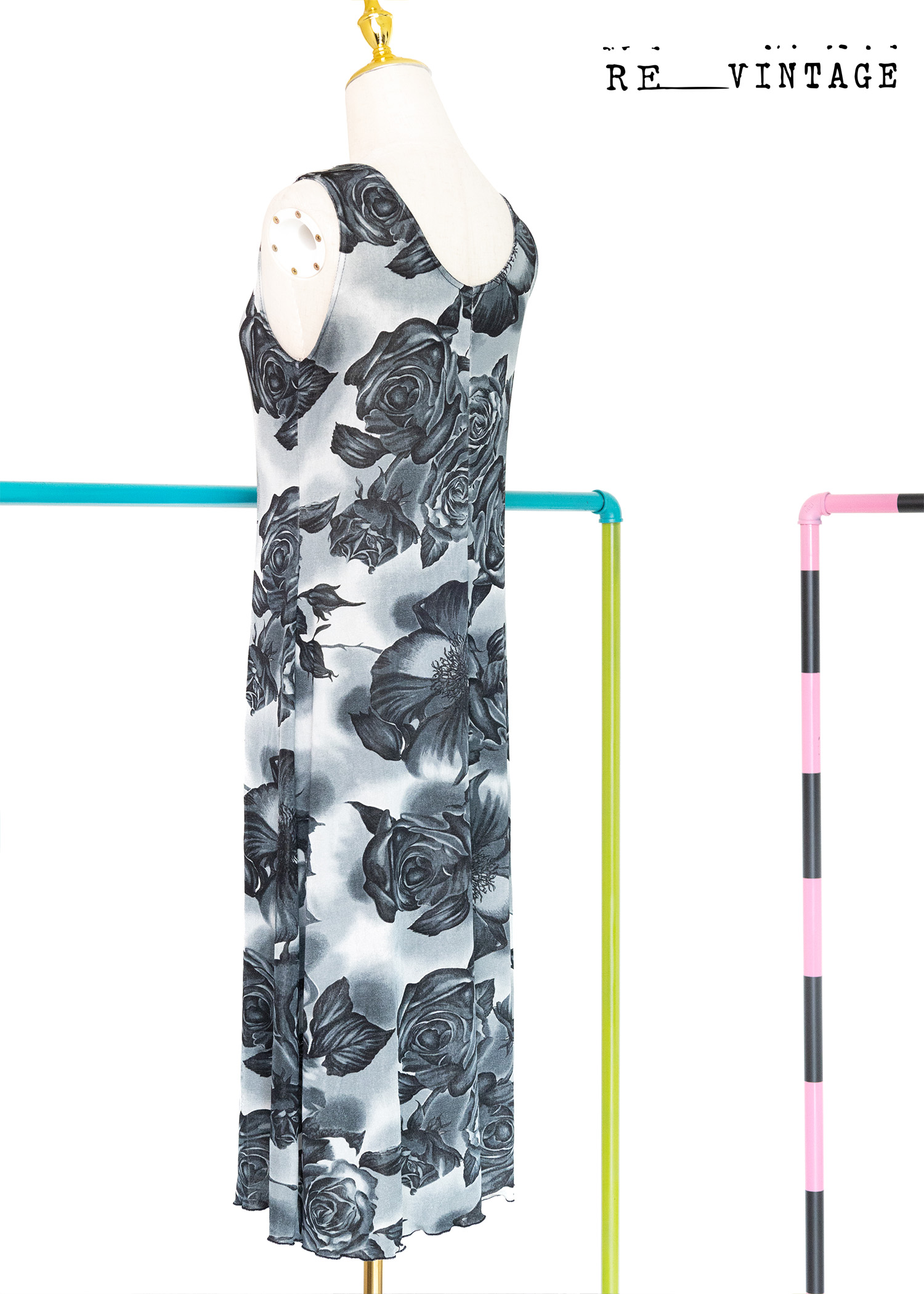 黑暗玫瑰夏日彈性長洋裝