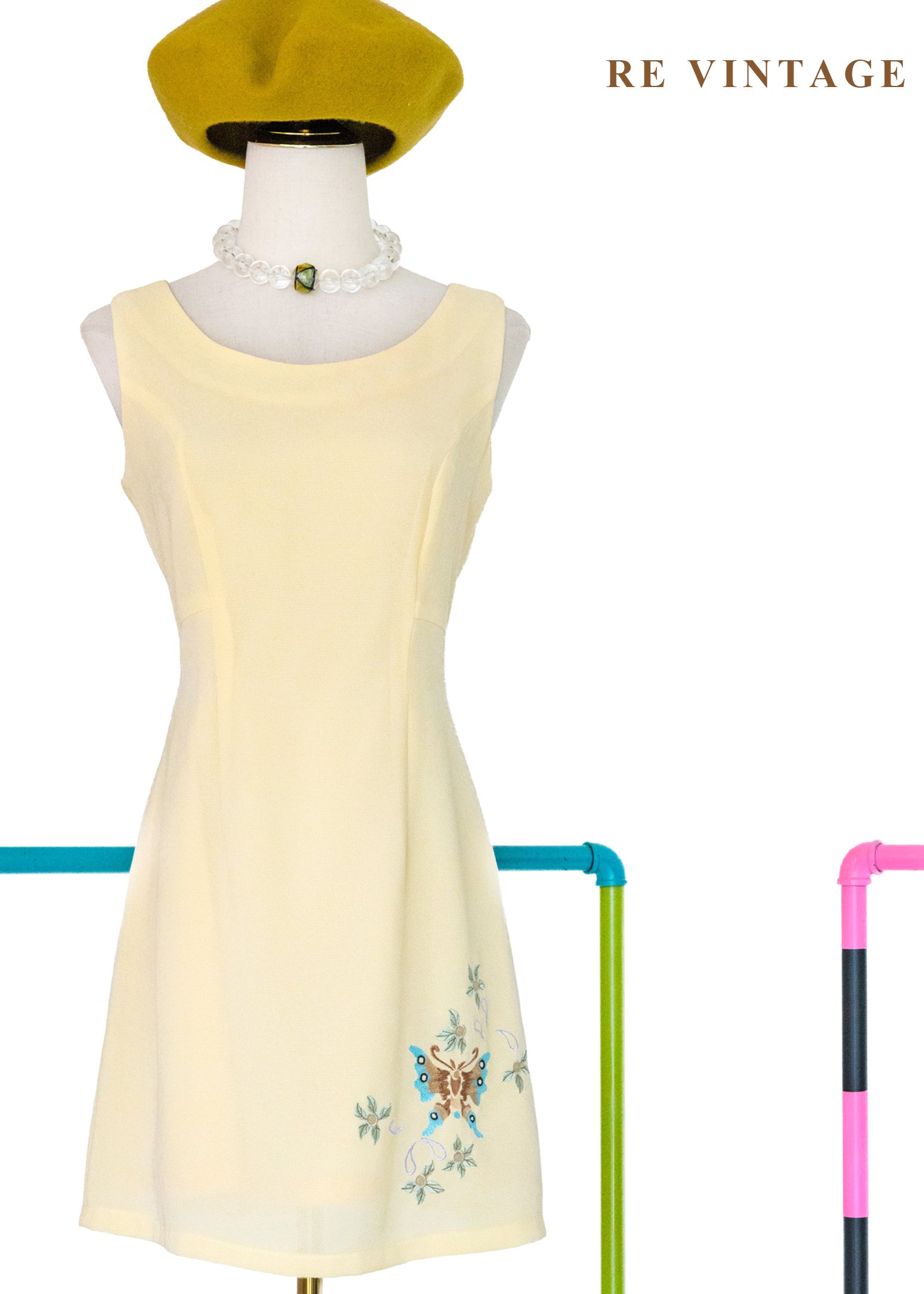 蝴蝶失眠詩 - 檸檬奶霜刺繡洋裝