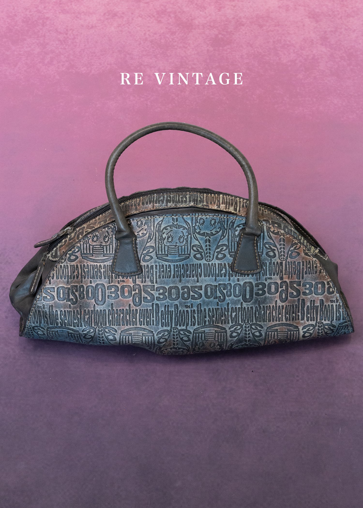 Betty Boop 刷染藍橘色人造皮革包