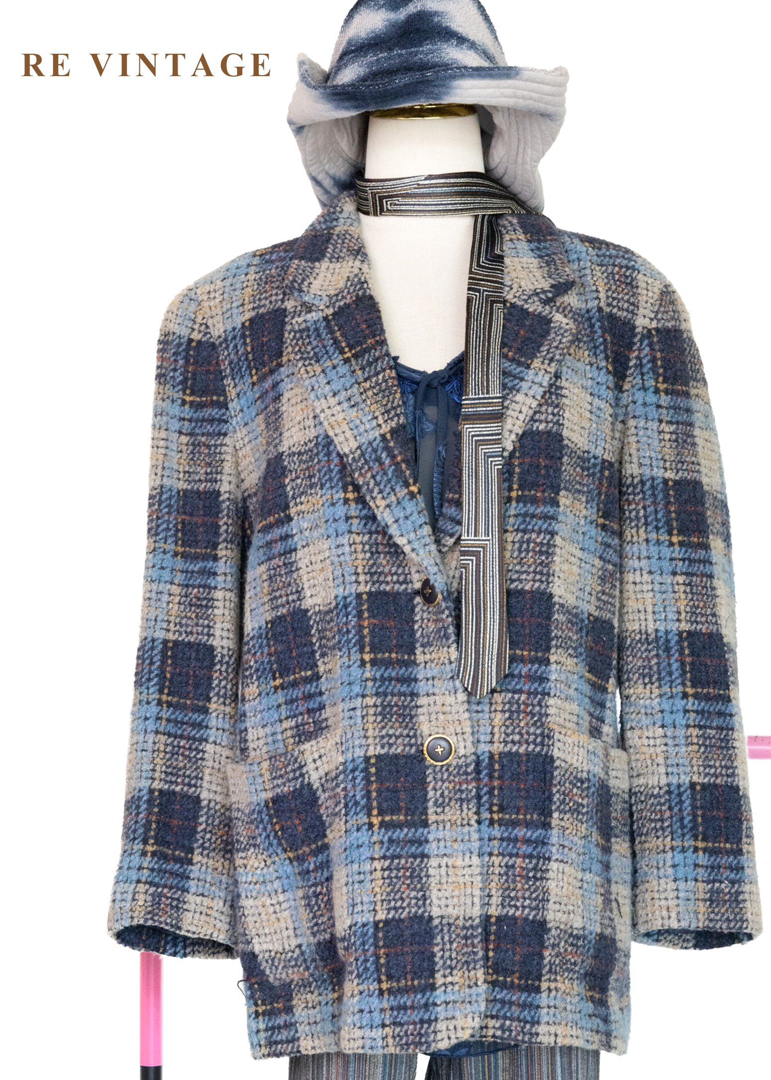 海洋藍系重磅粗花格紋西裝外套