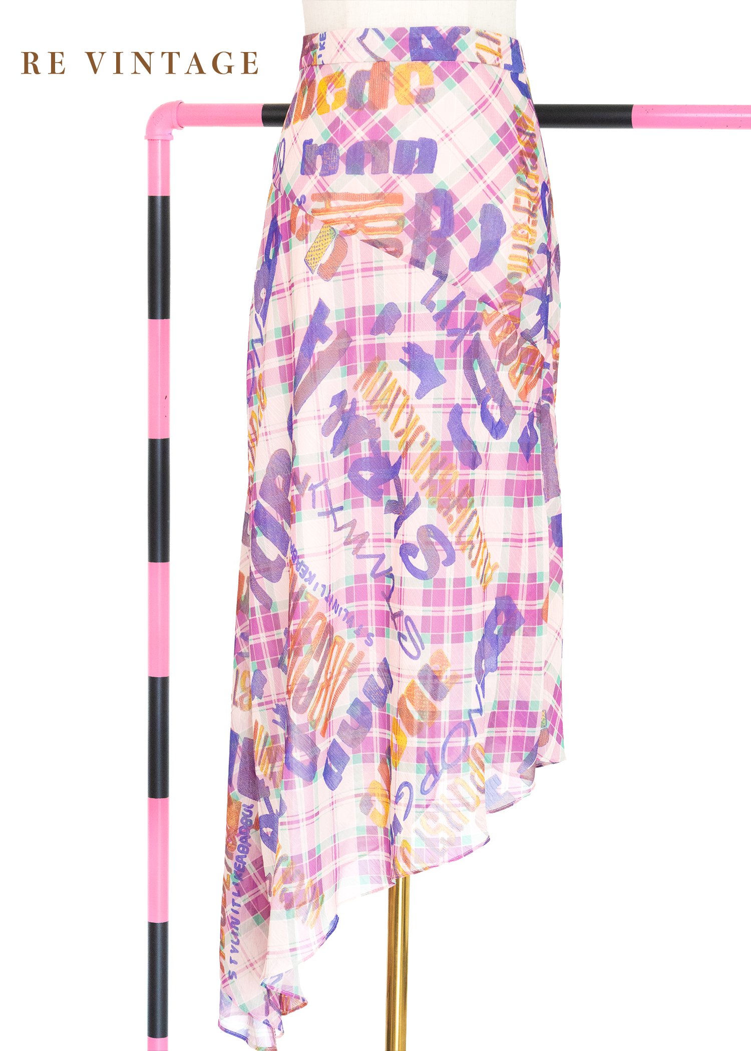 桃粉色文字印花美裙（26"）