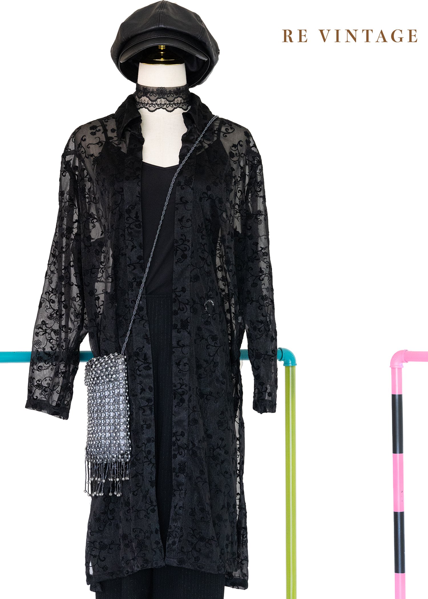 韓國製 - Dark Night 小花魔女長版襯衫罩衫