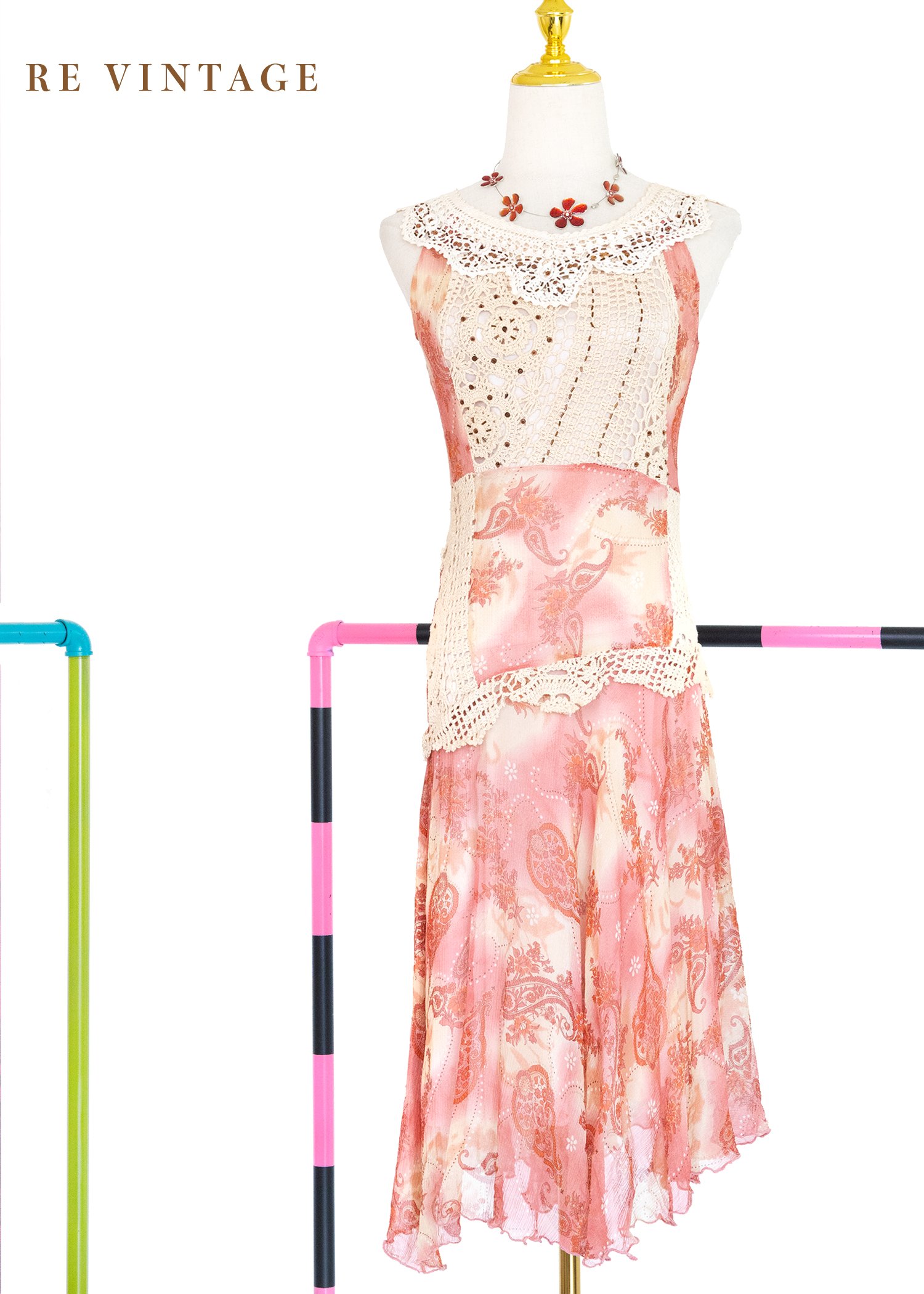 橘粉紅 Bohemian 甜心洋裝