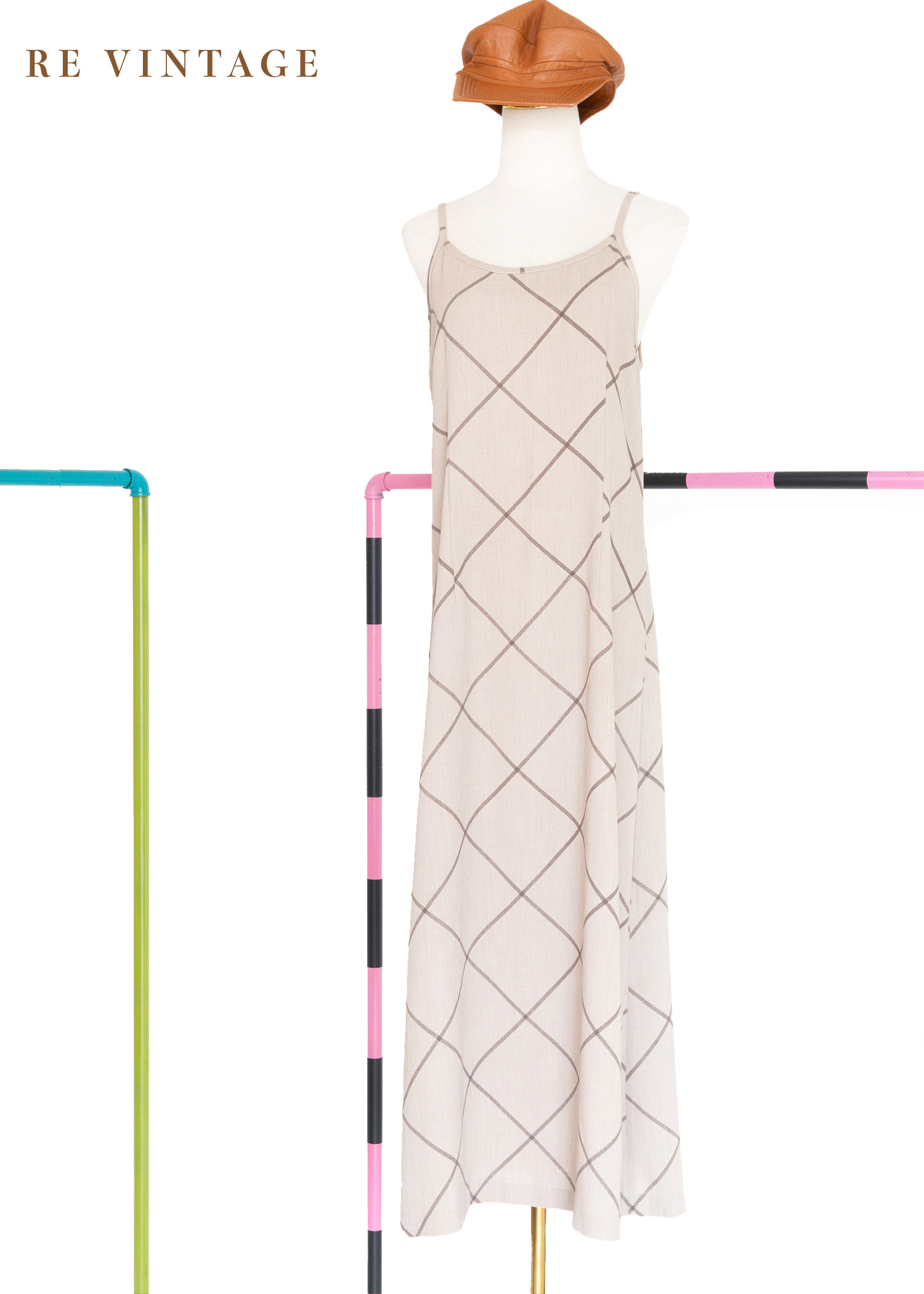 Boulder 菱格細肩帶長洋裝