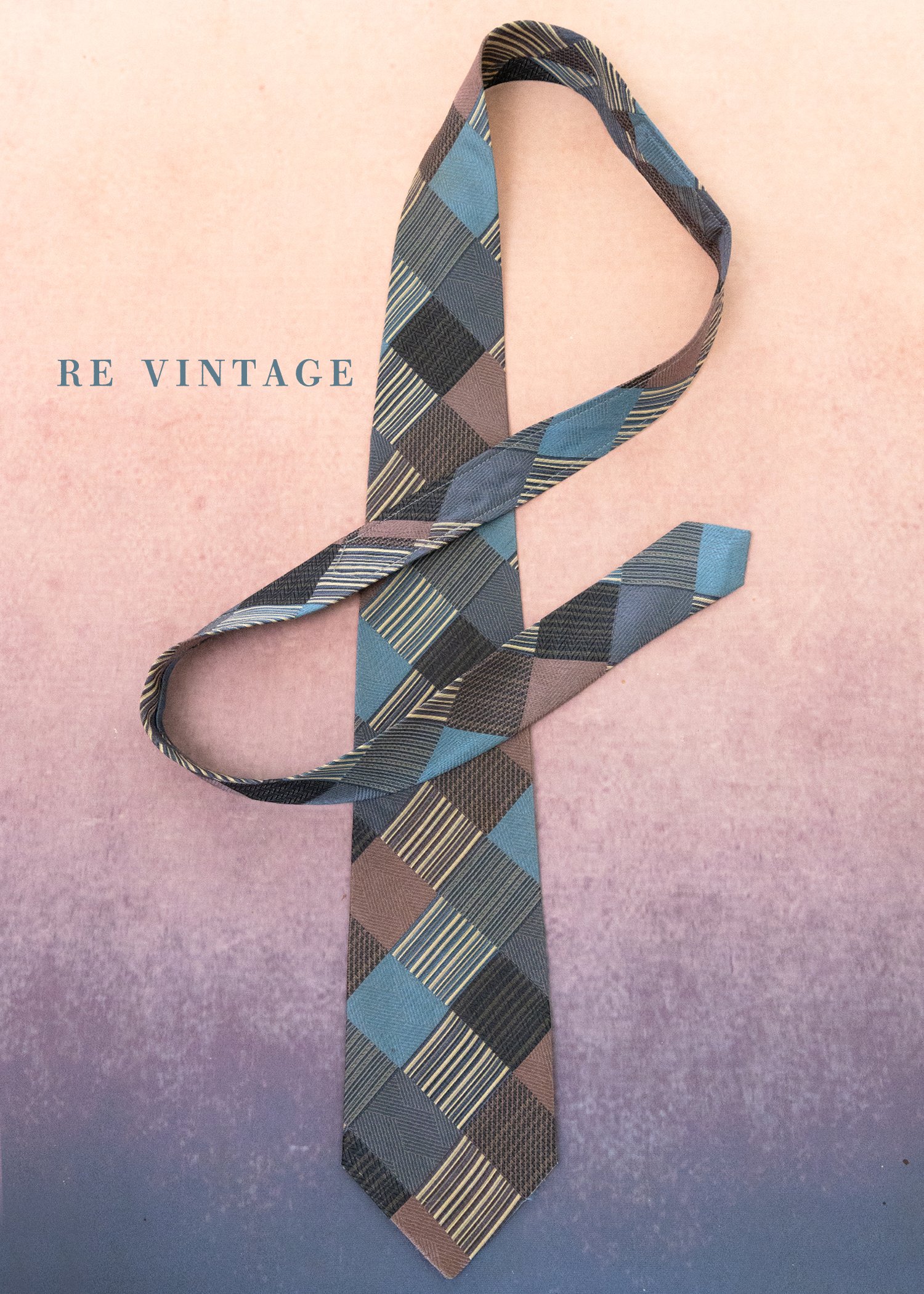 格與線幾何拼接個性領帶