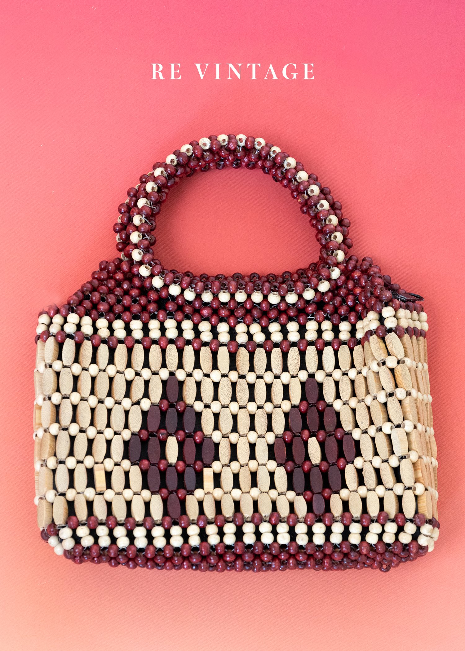 小紅豆菱格手提小包