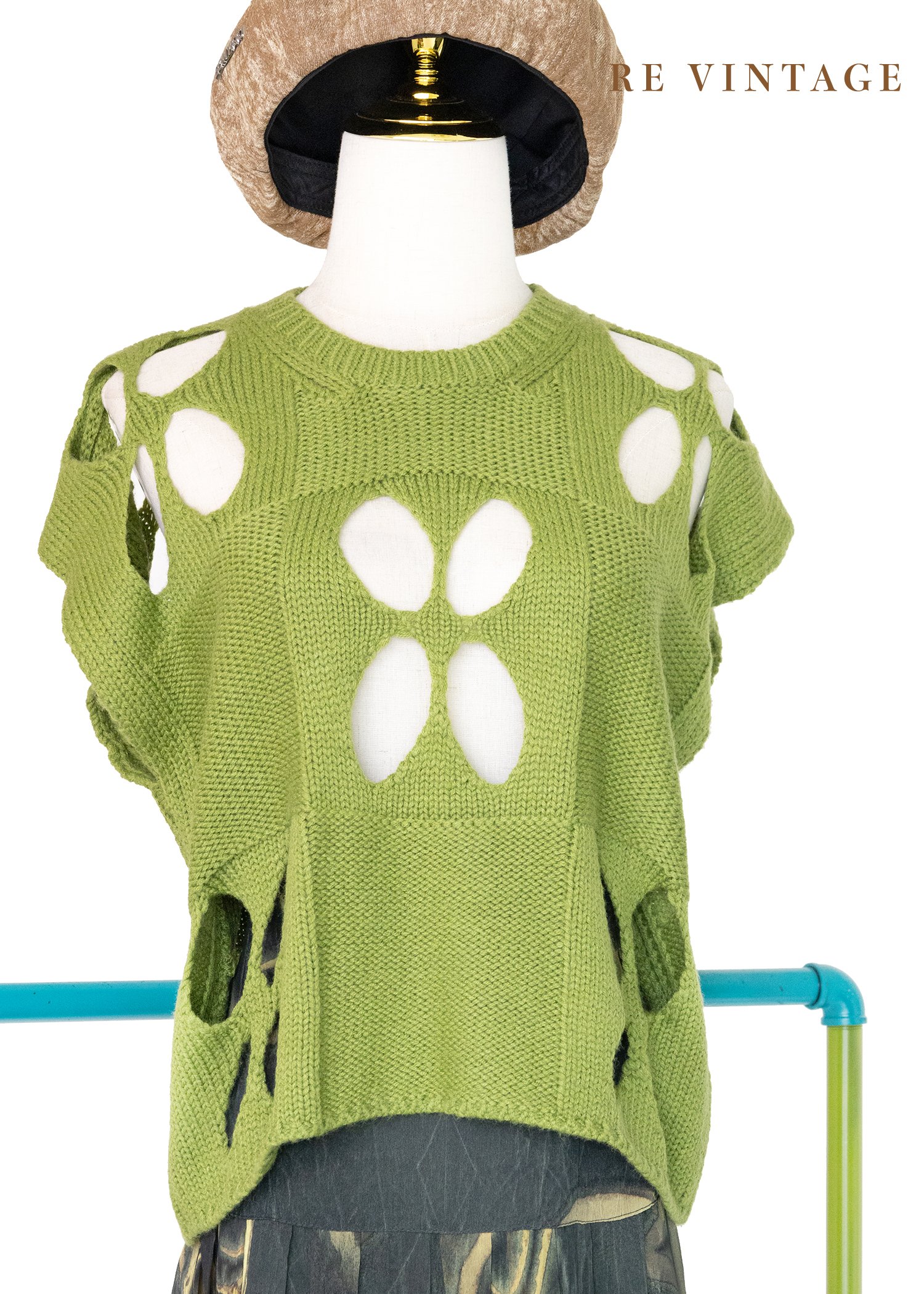 Jelly Green 四片幸運草簍空針織上衣