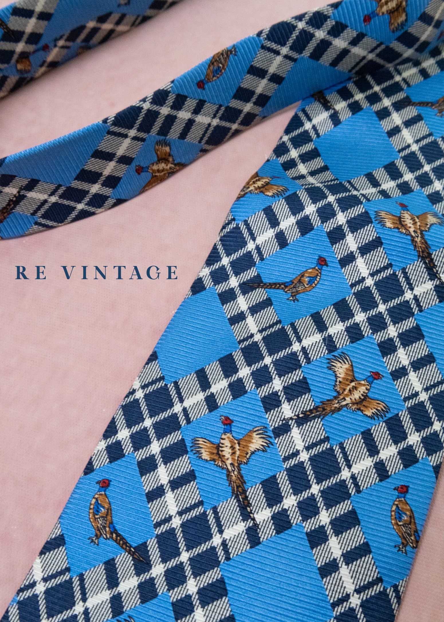 英倫經典狩獵圖騰藍色菱格領帶