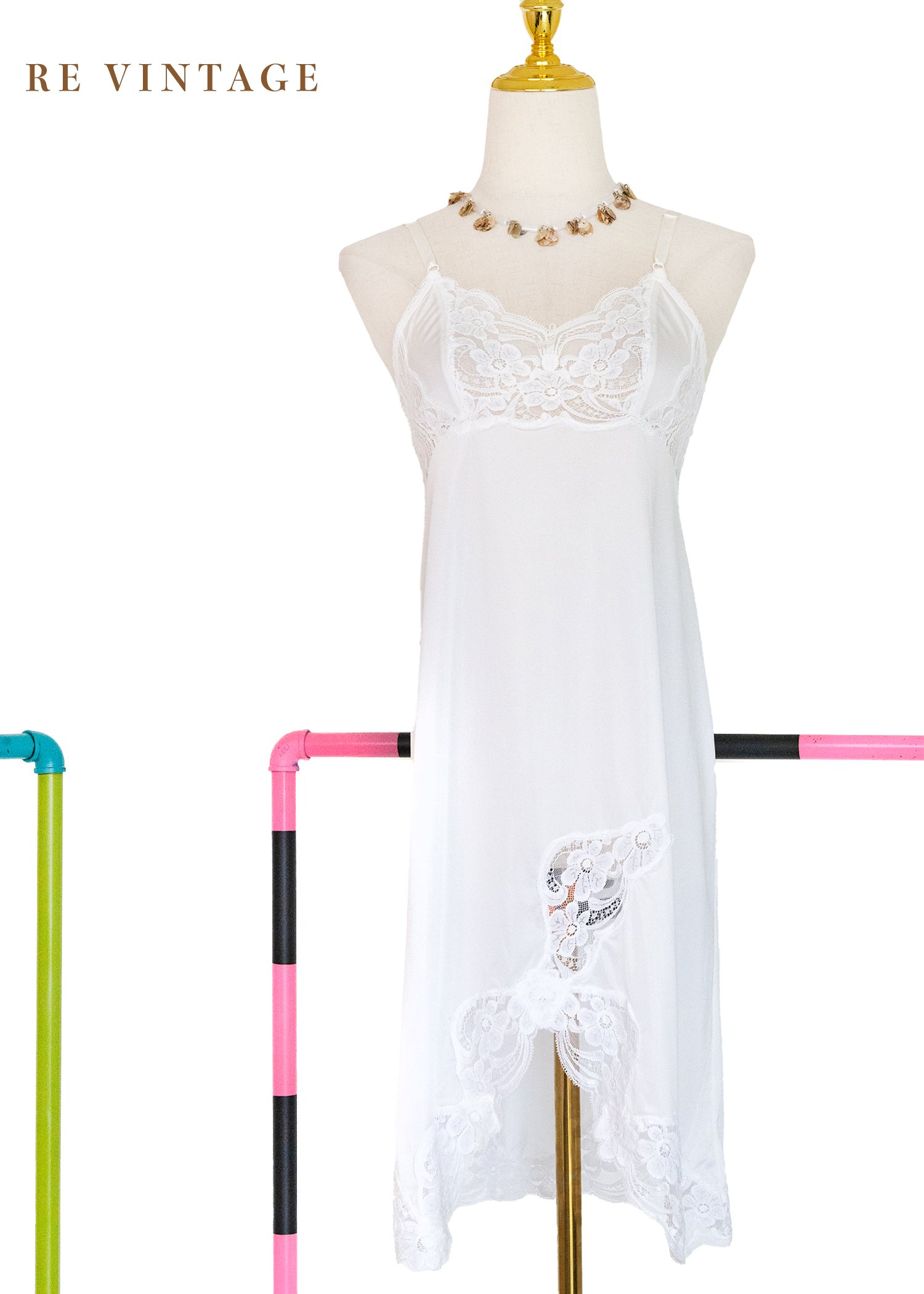 白色小精靈蕾絲內搭洋裝