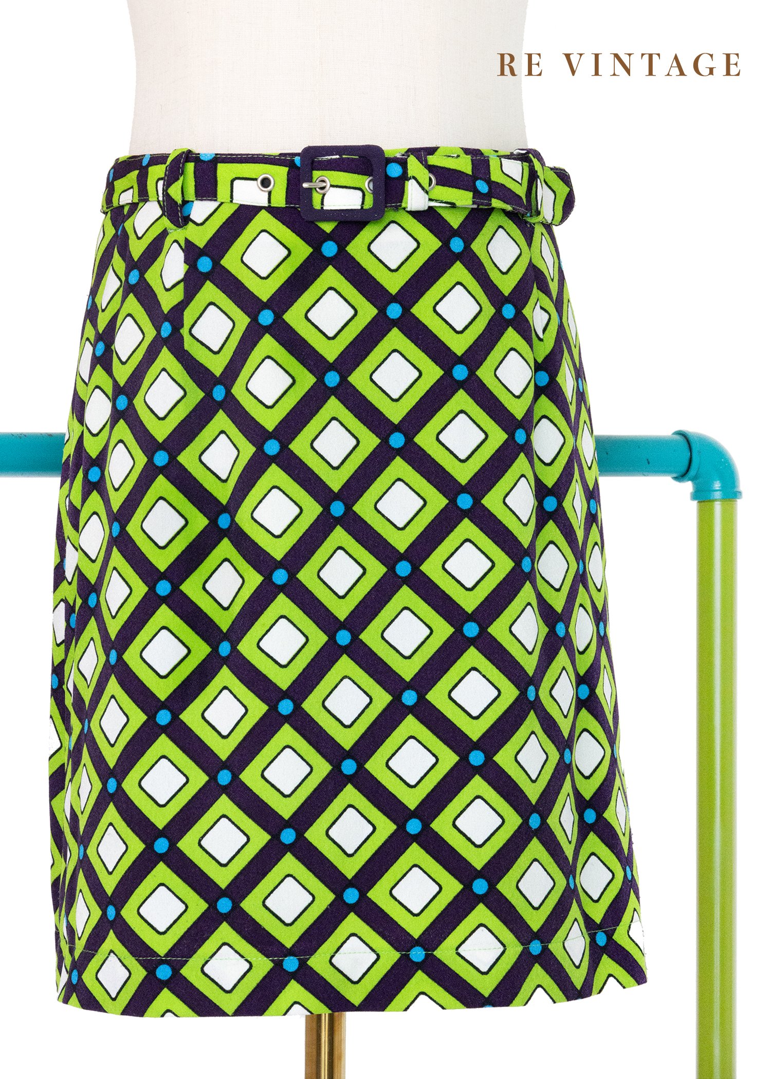 螢光異世界菱格紋短裙（28"）