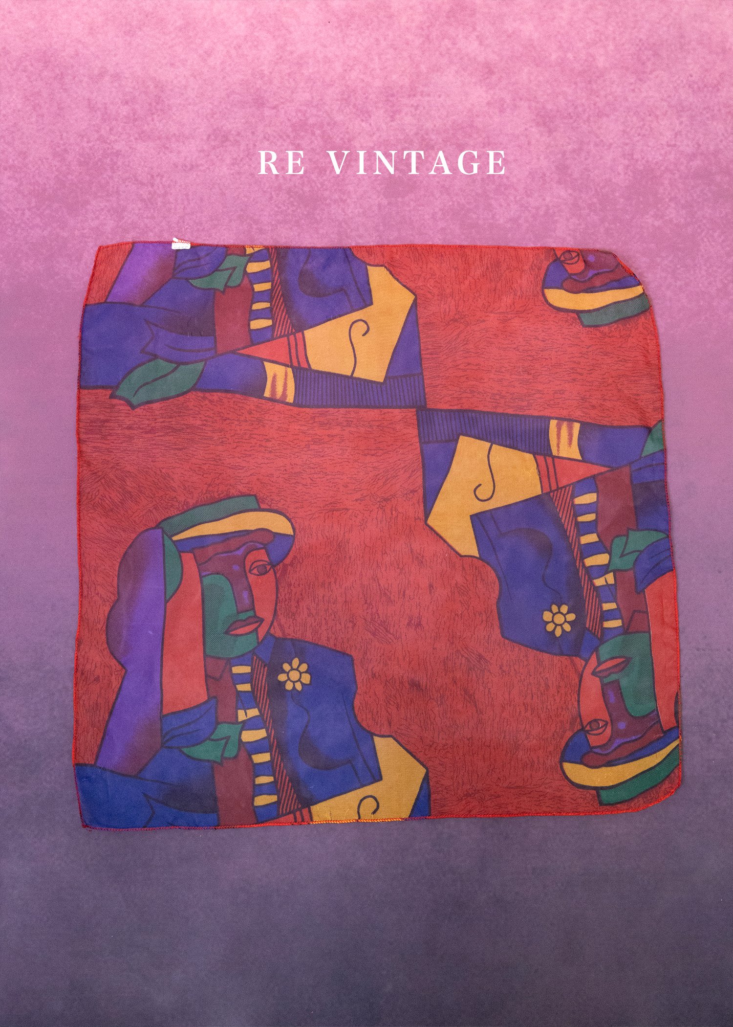 抽象的你我肖像絲巾