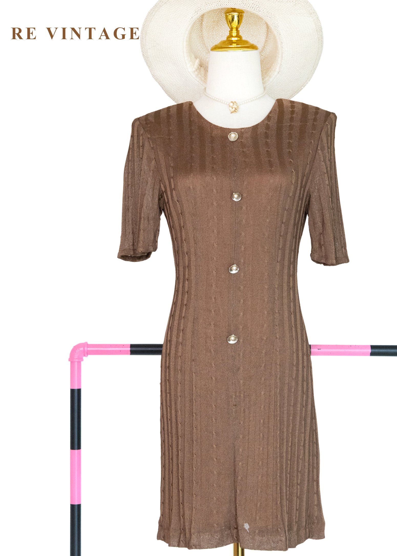 可可歐蕾銀貝殼珍珠薄針織洋裝