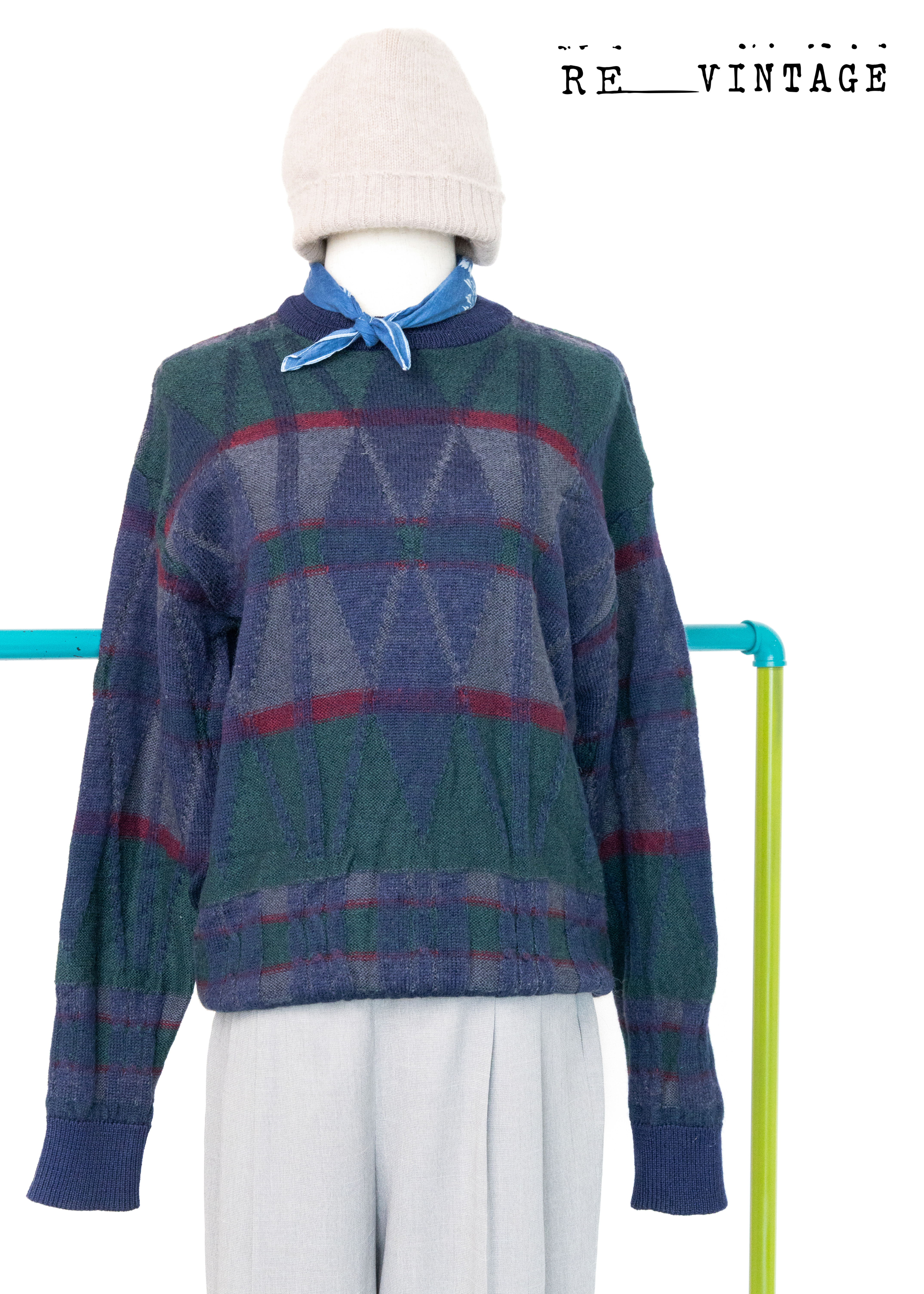 聖誕森林交叉菱格針織毛衣