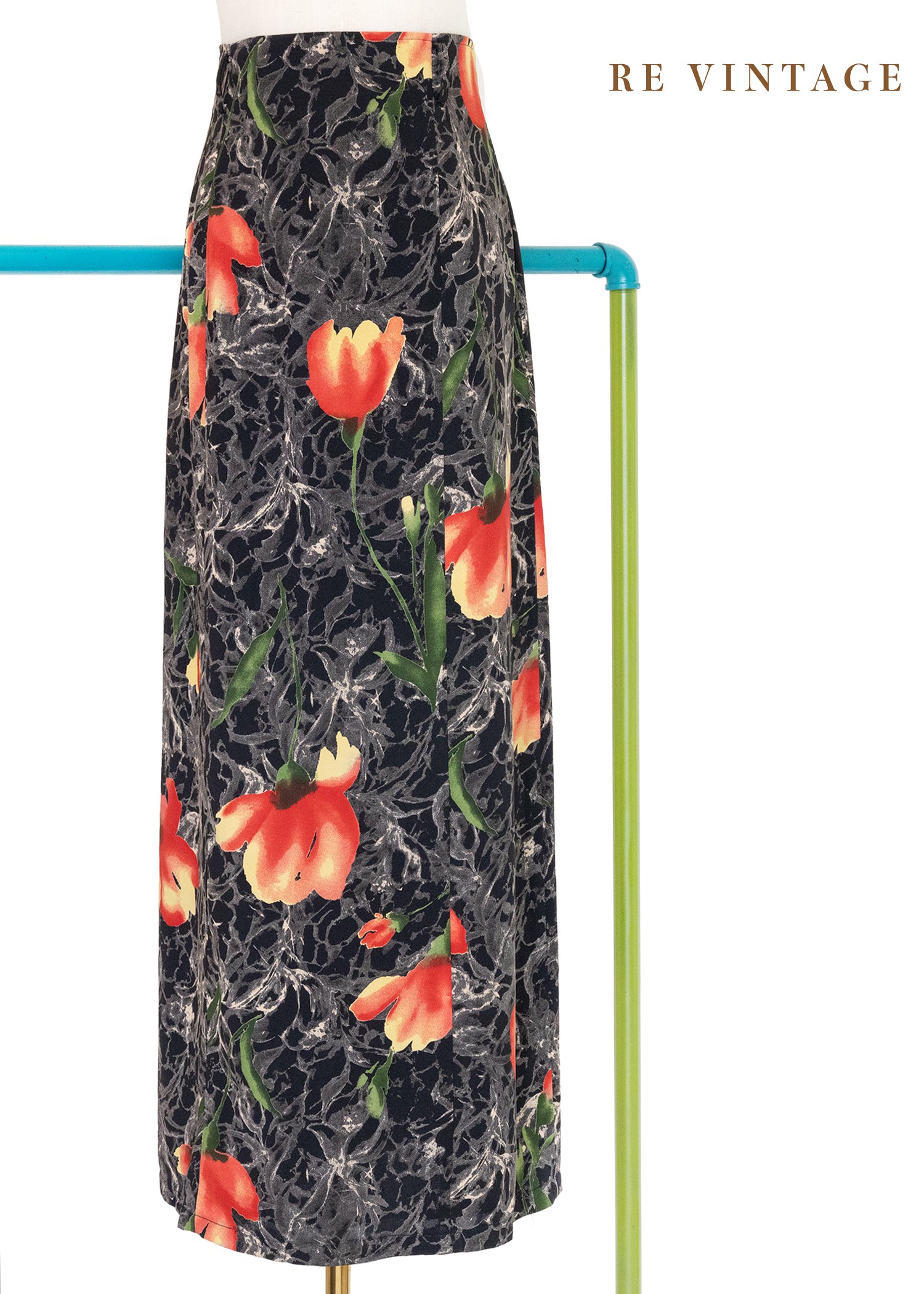 焰中開花豔麗高冷係長裙（27"）