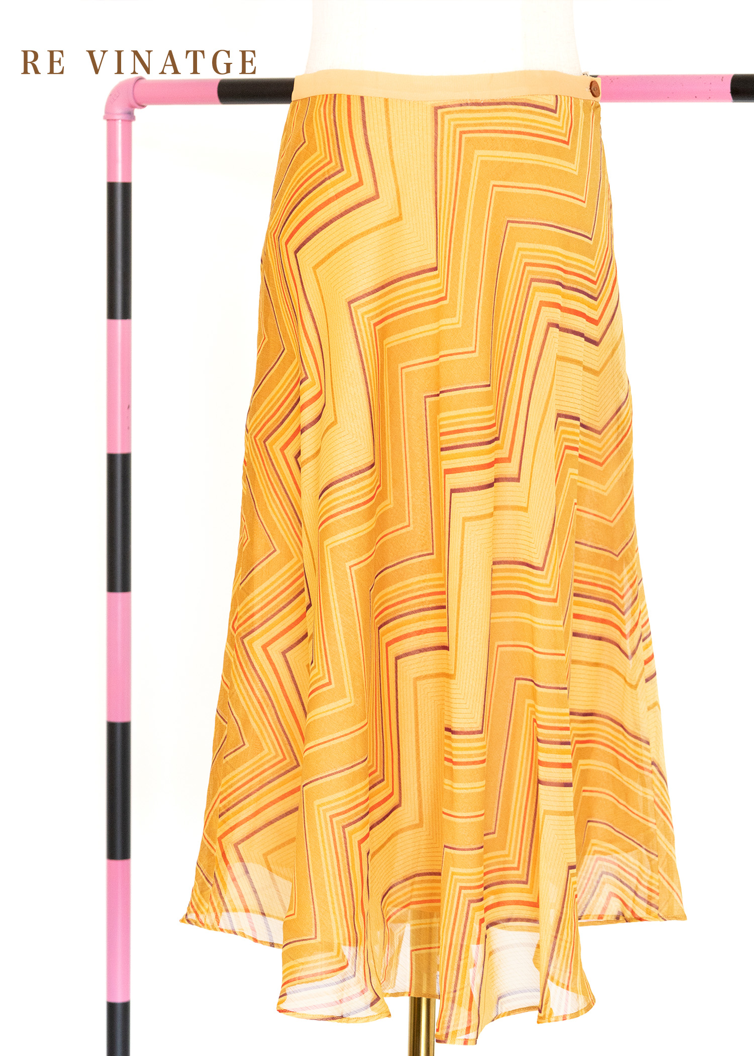 姜黃色chevron雪紡中長裙（26"）