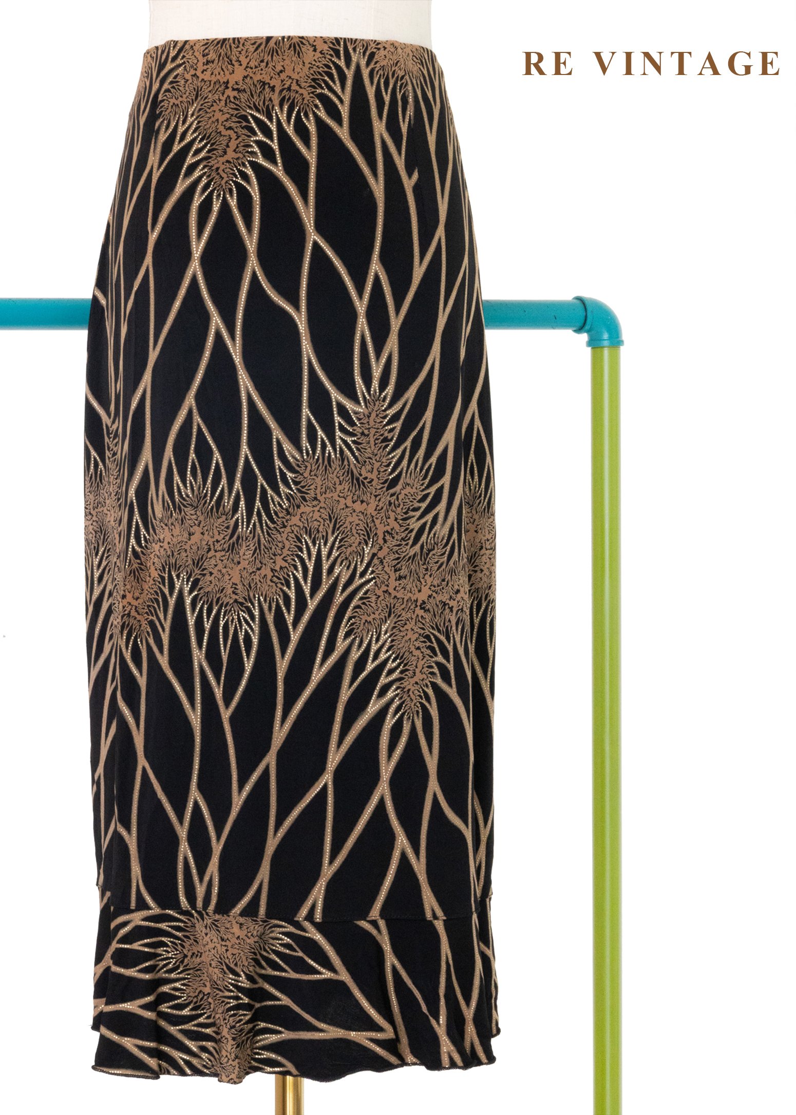 黑與金藤蔓黑長裙（25-30"）