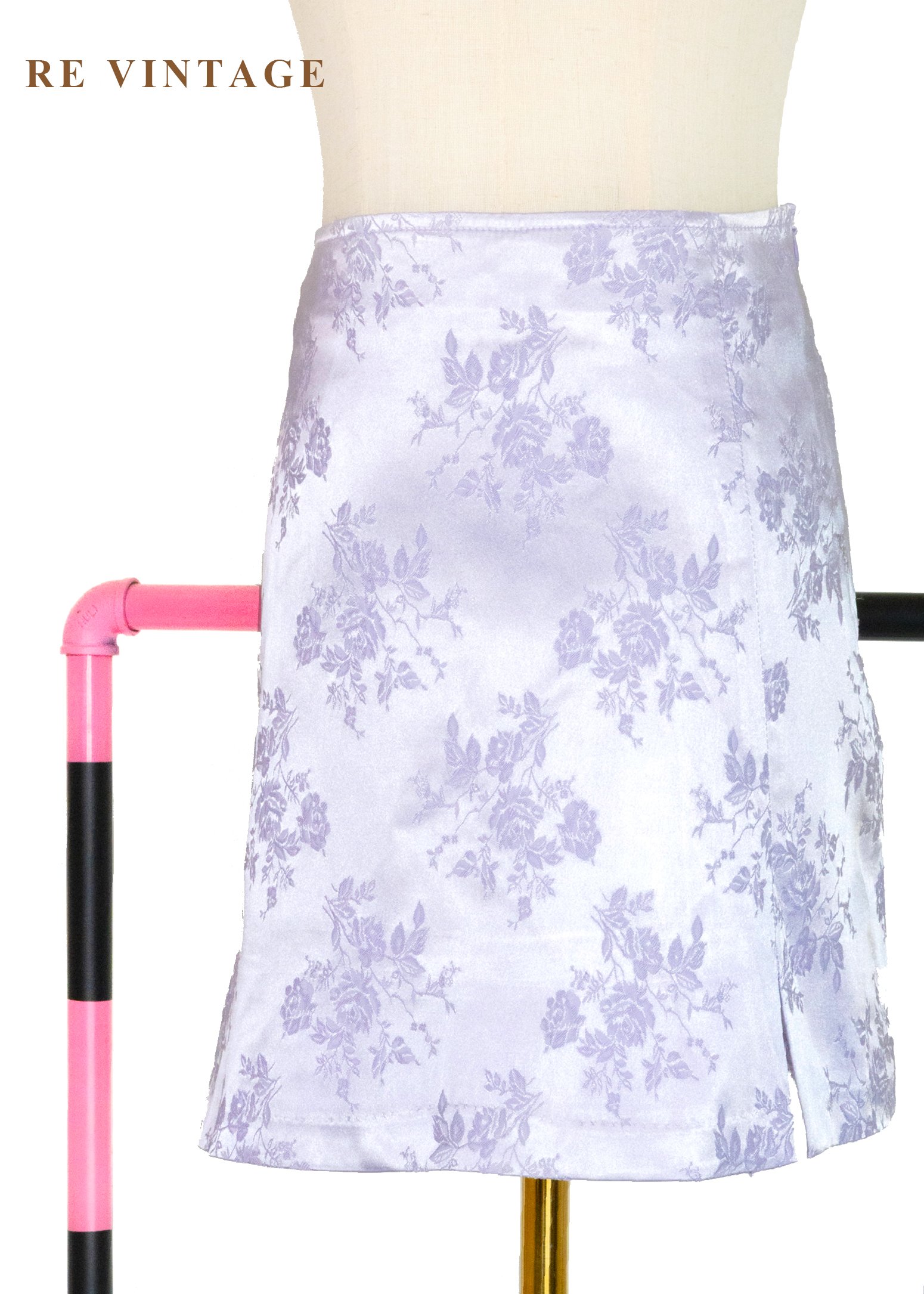 套裝短裙 - 淡雅夢幻冰紫色花卉圖騰短裙 (26")