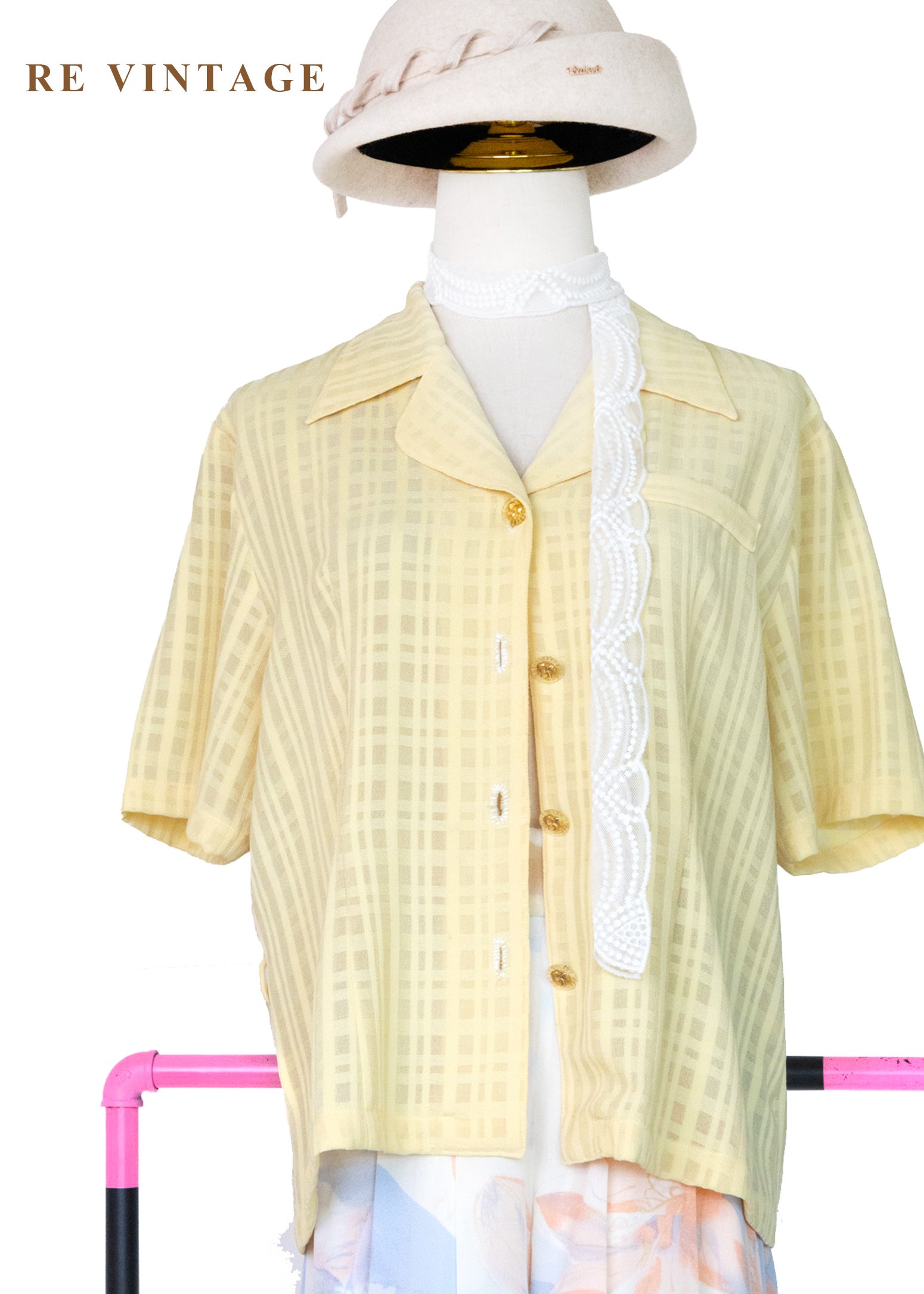 檸檬味的初夏 - 復古清新格紋上衣