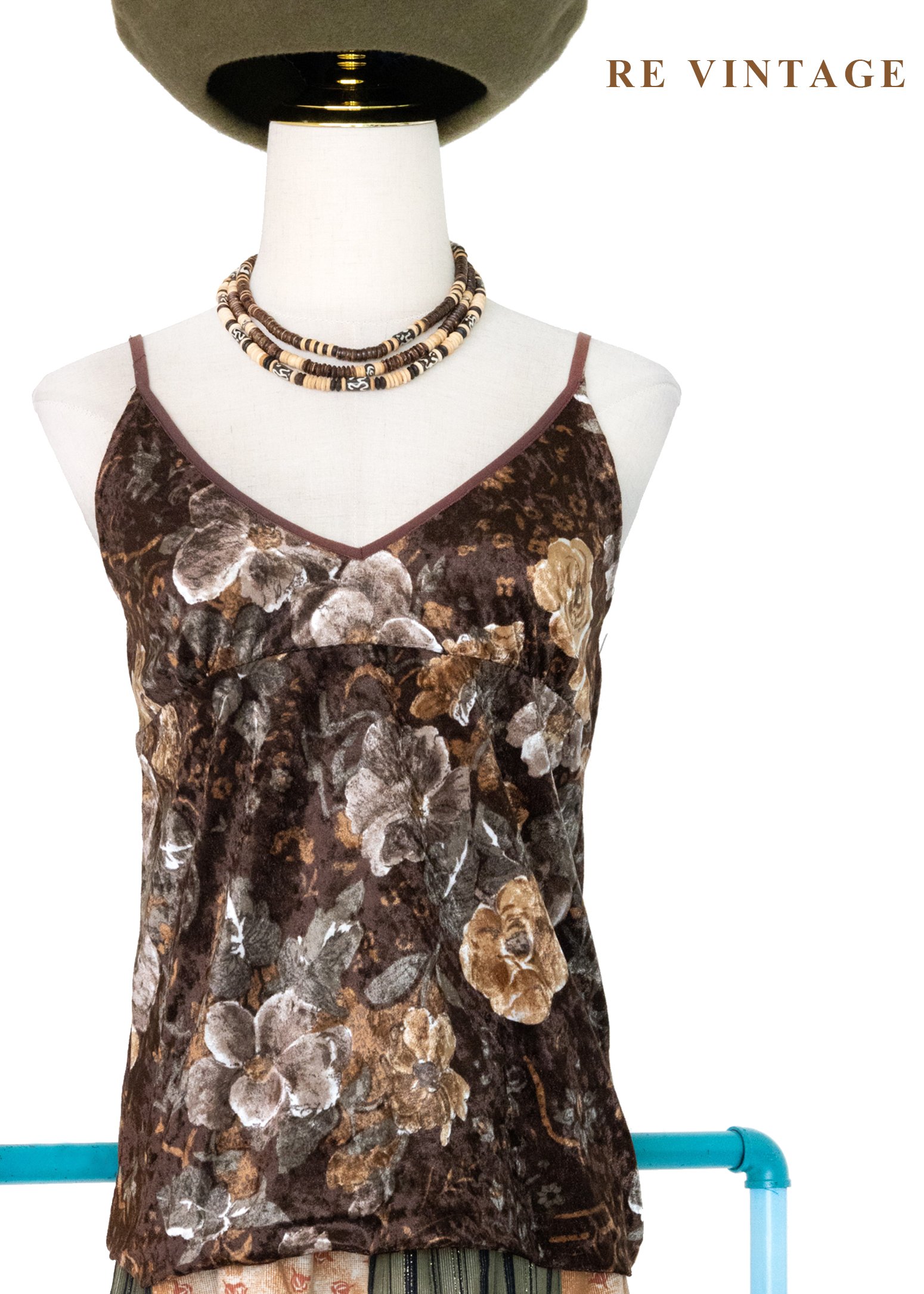 沈睡森林花影絨布細肩帶背心