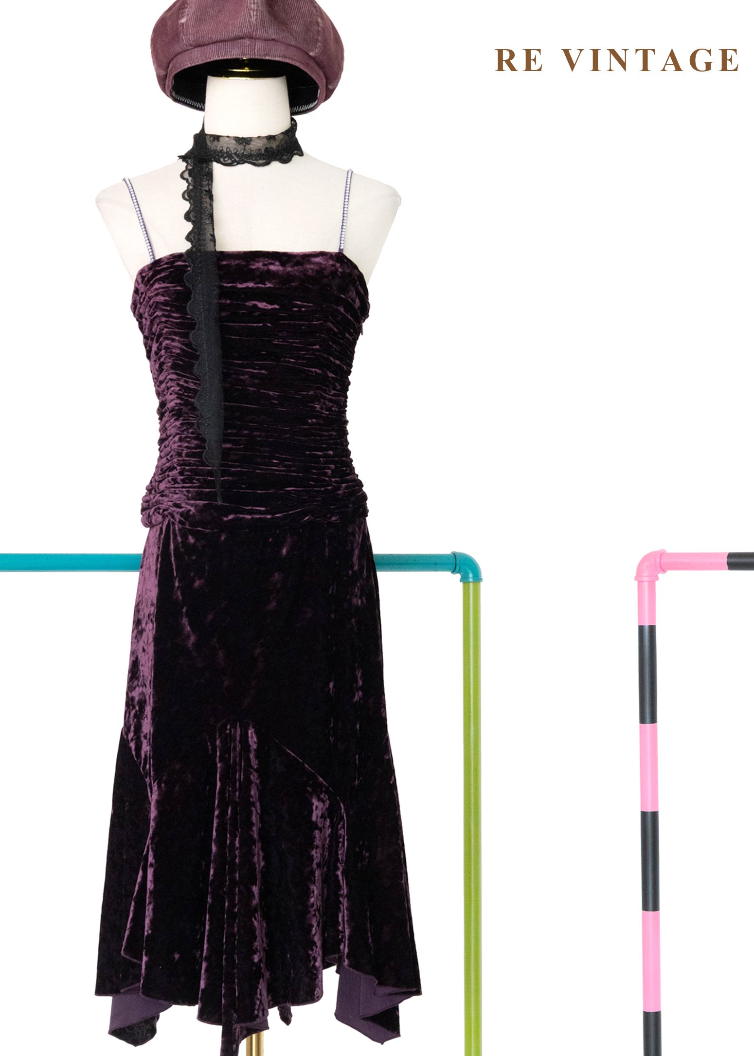 質感單品 - 優雅貴氣紫紅色抓皺絨布洋裝